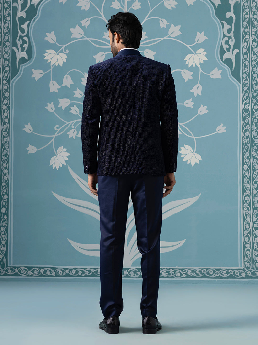 Blue Double Breasted Blazer with Shimmer Set