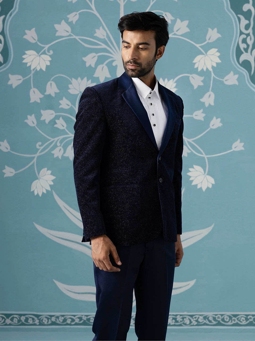 Blue Double Breasted Blazer with Shimmer Set