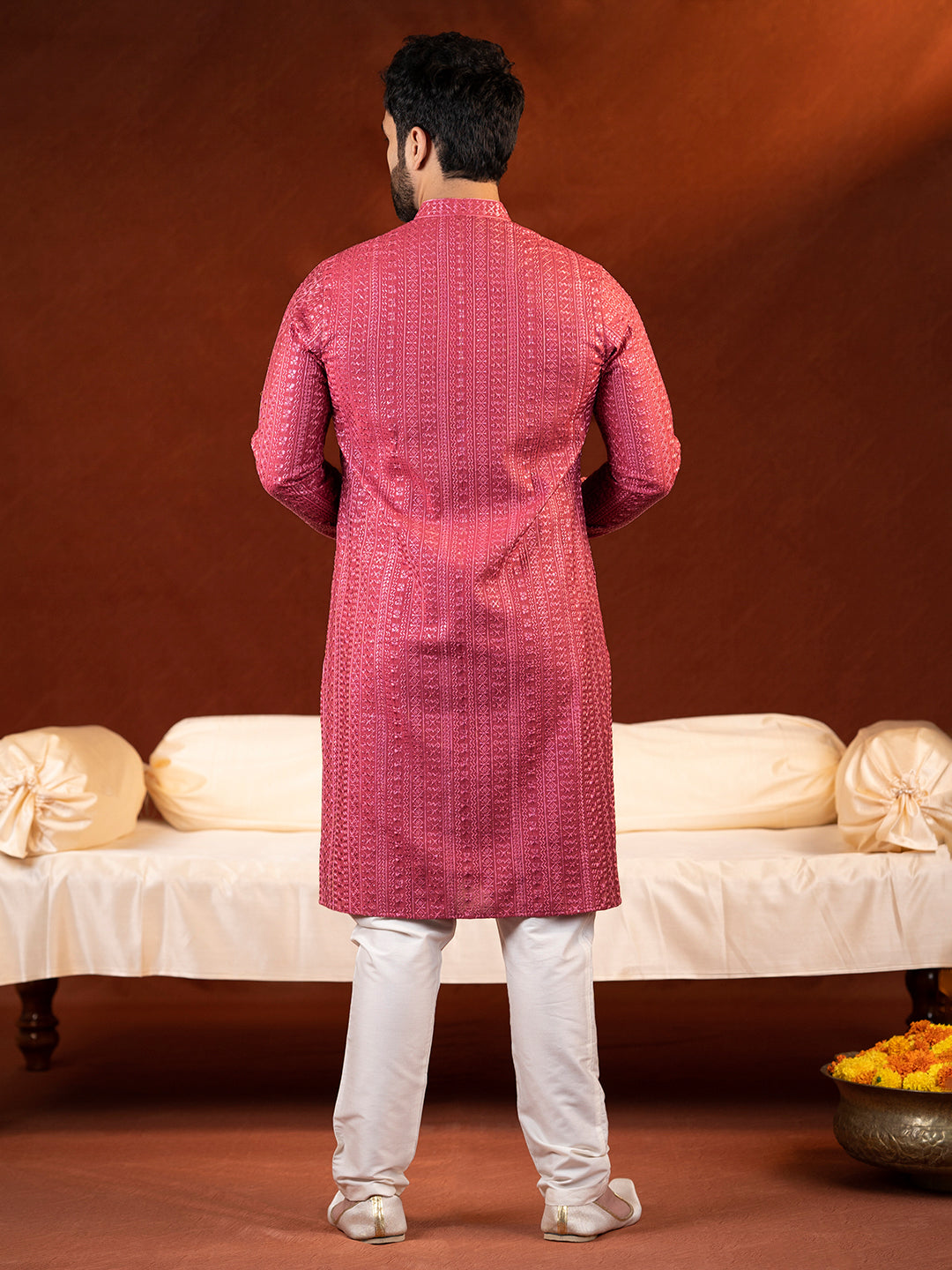 Pink Sequin Embroidered Kurta Set