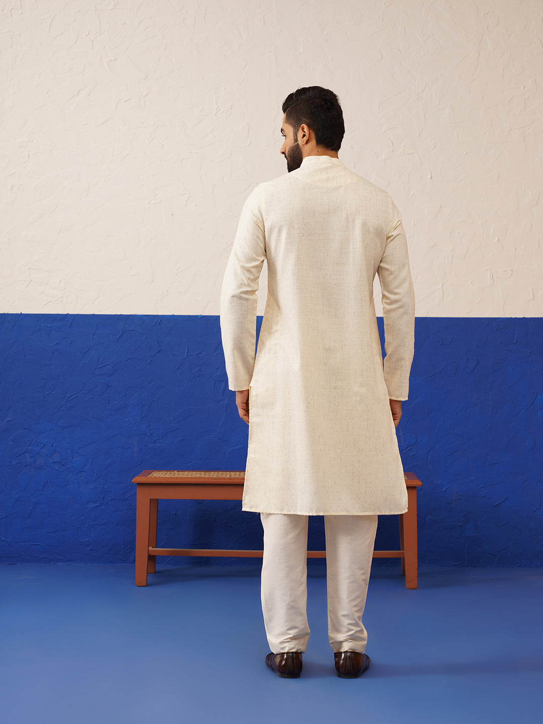 Beige Angrakha Kurta Set