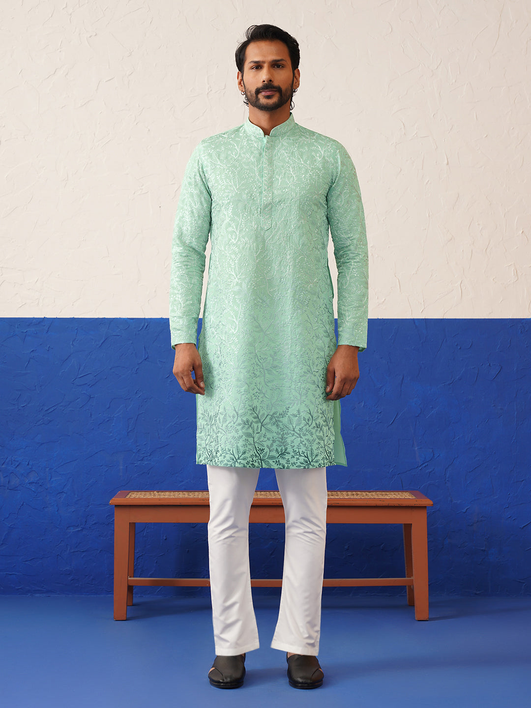 Powder Green Embroidered Kurta Set