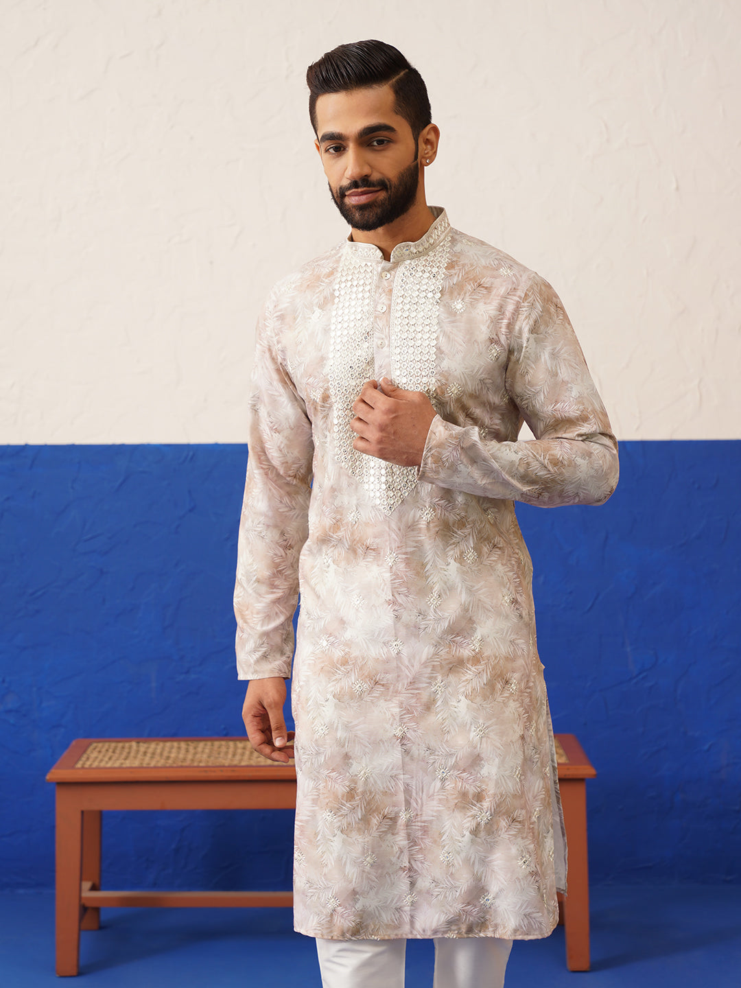 Floral Embroidered Ceremonial Kurta Set