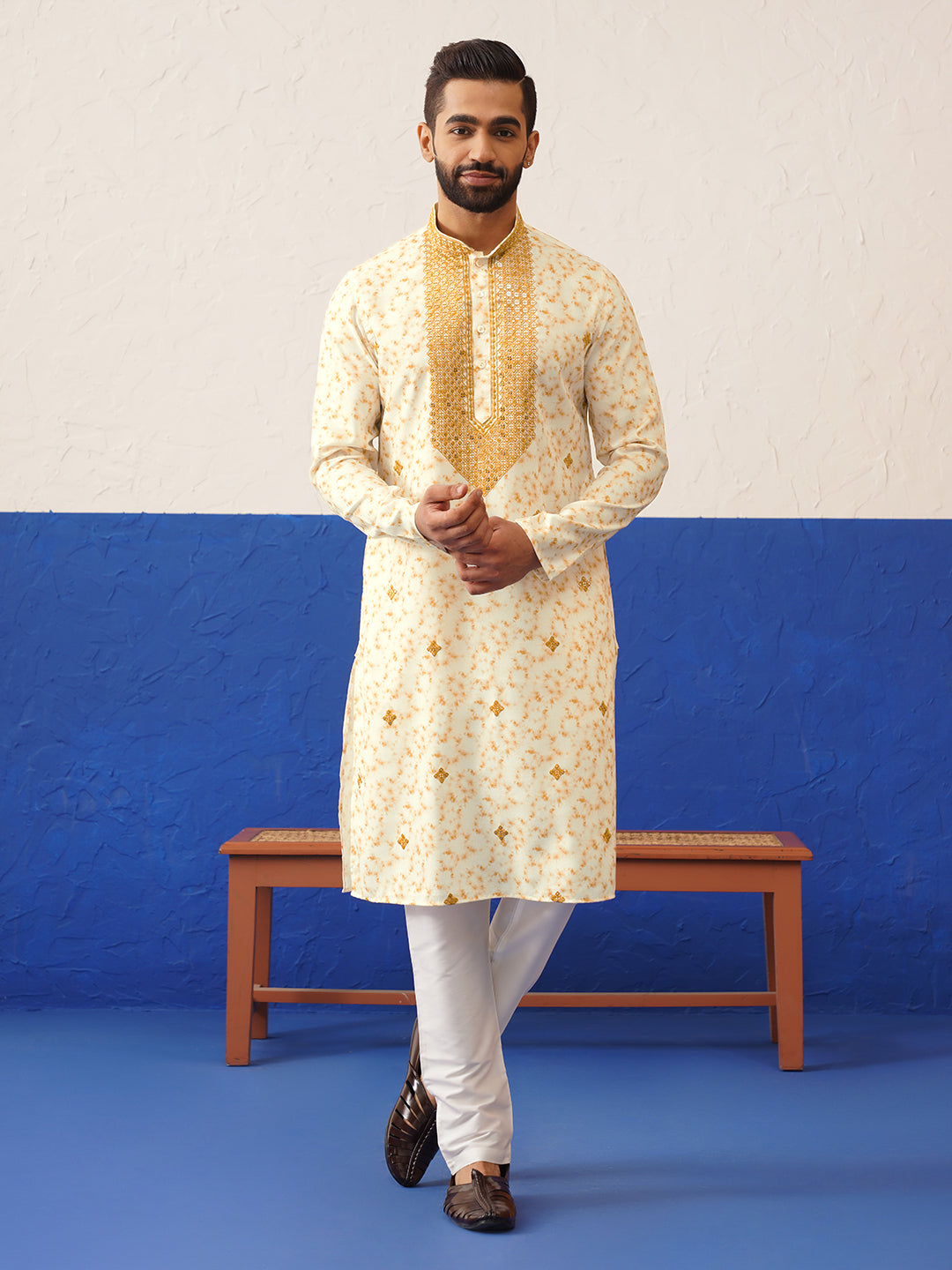 Tie Dye Printed Embroidered Kurta Set