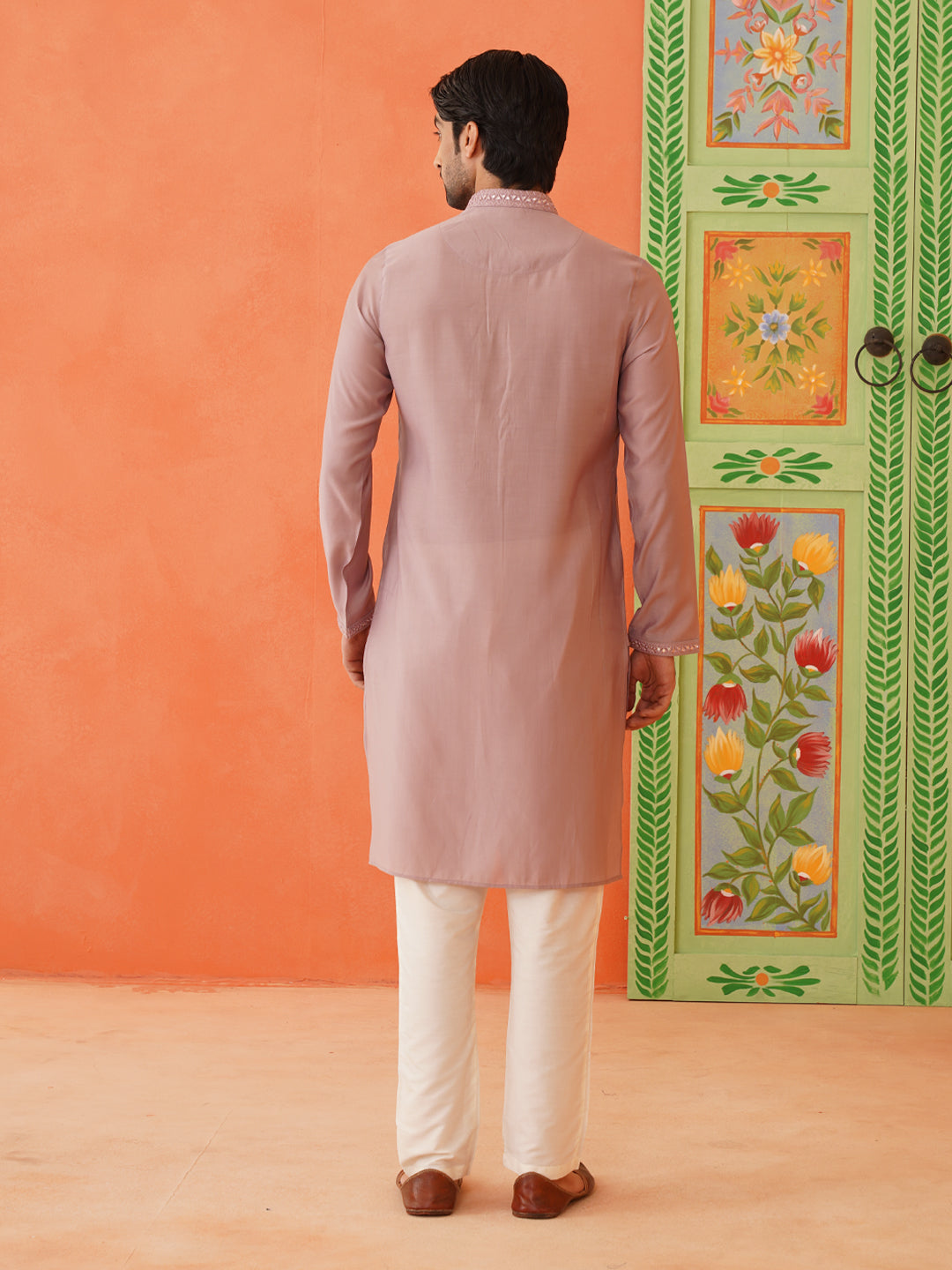 Onion Pink Computer Embroidery Kurta Set