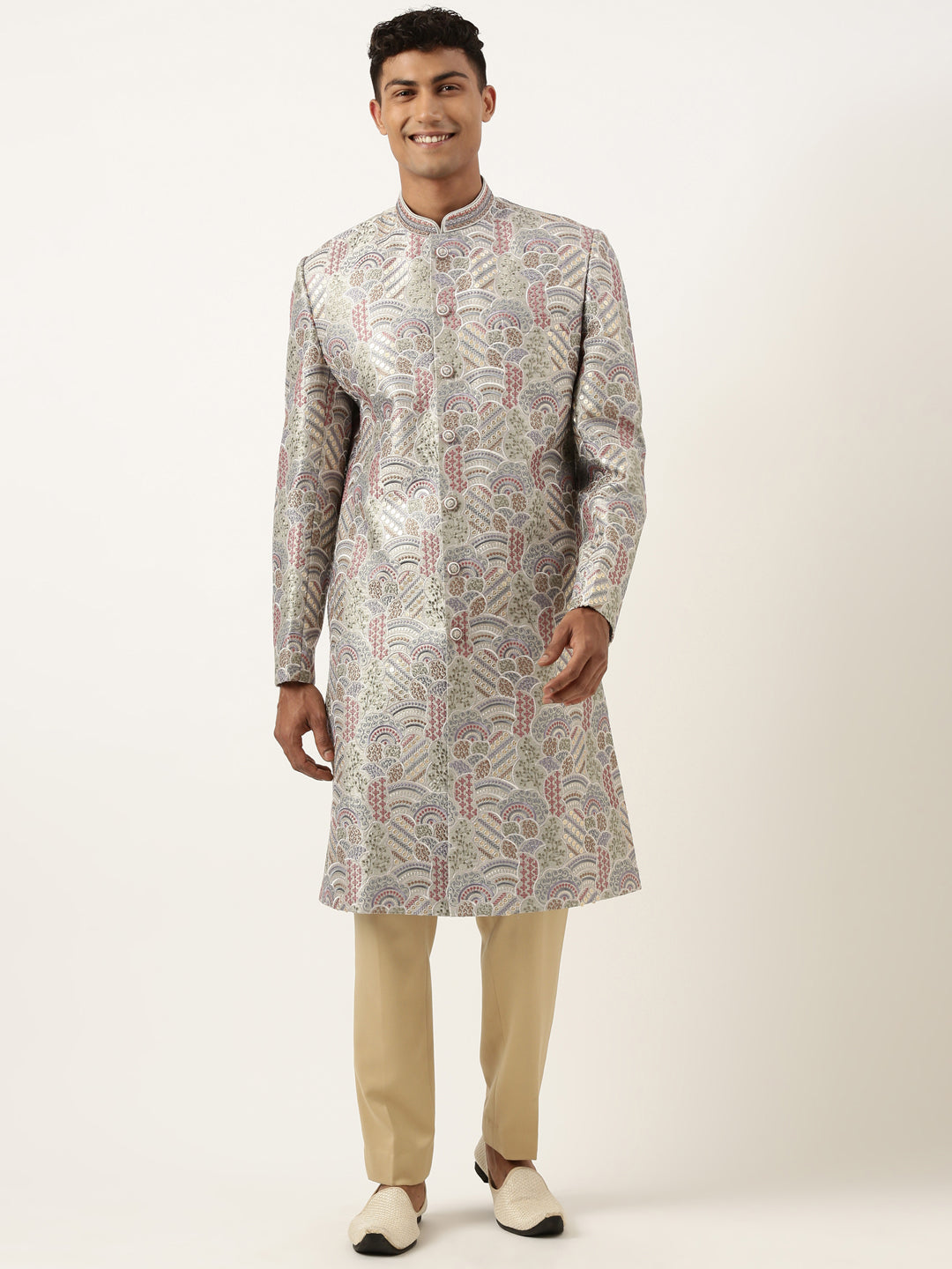 Grey Embroidered Indowestern