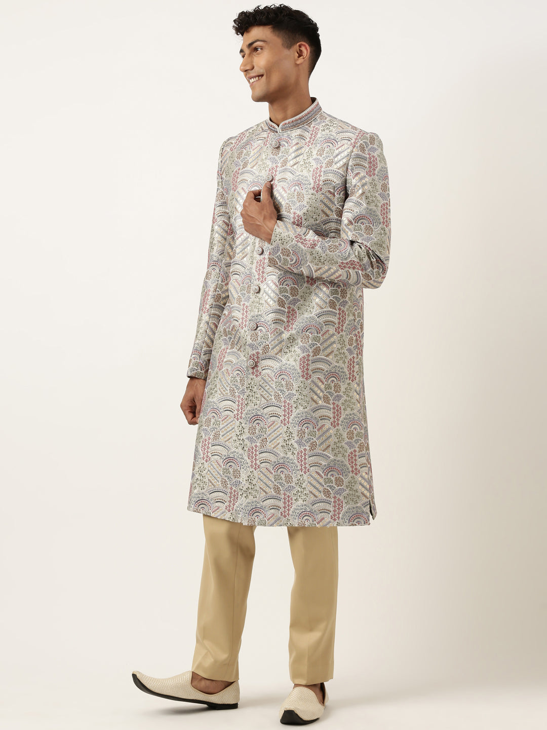 Grey Embroidered Indowestern