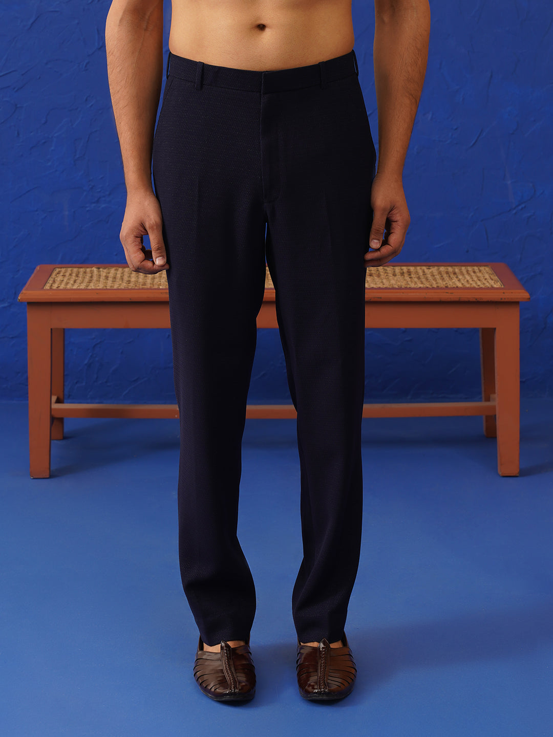 Navy Blue Embriodered Layered Indowestern