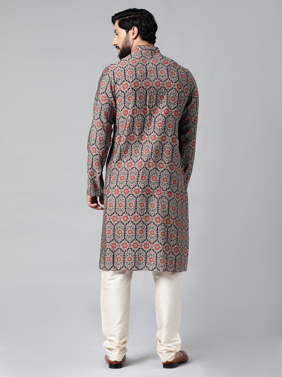 Navy Sanganeri Print Kurta Set