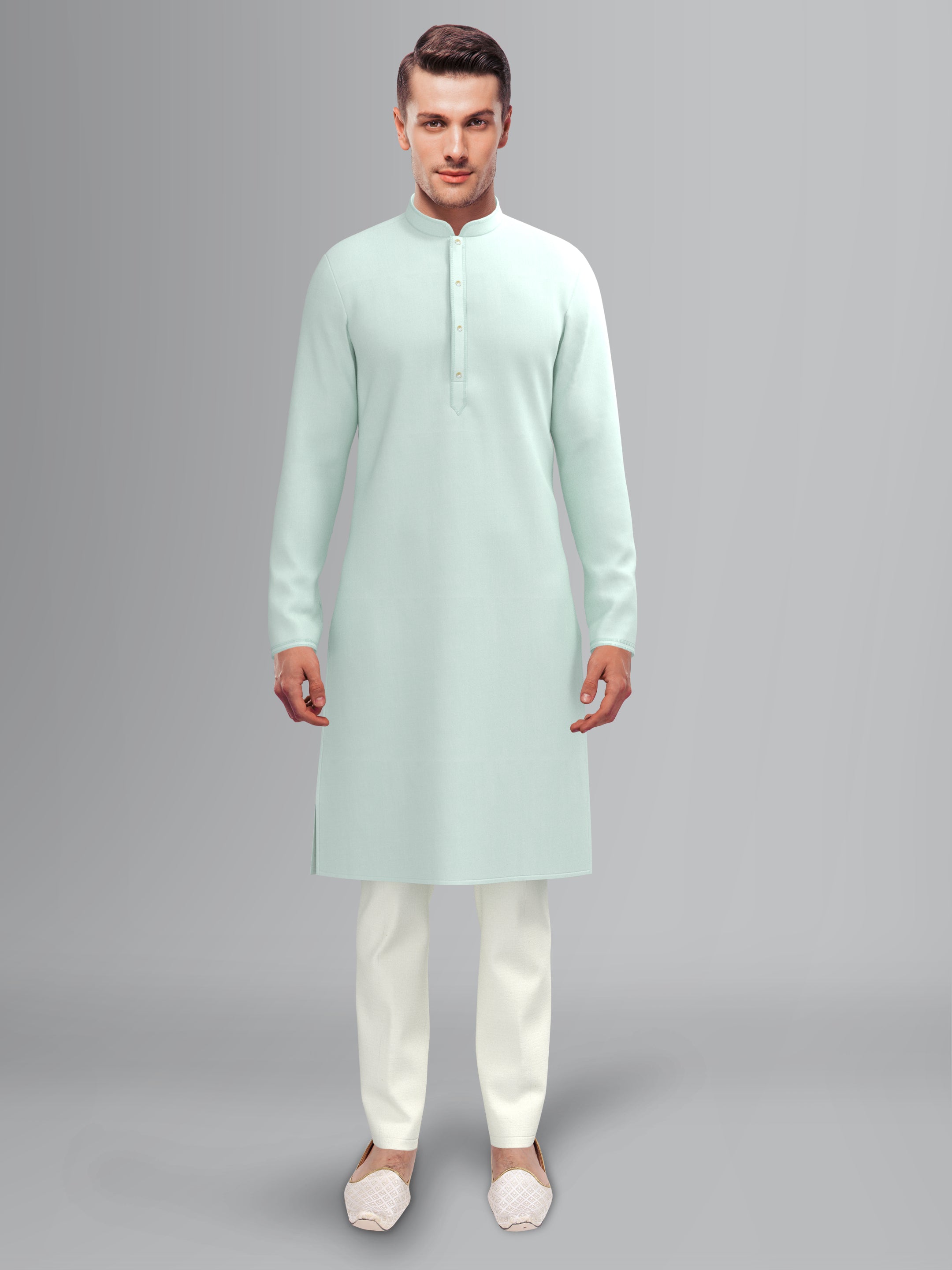 Light Blue chikankari Jacket kurta Set