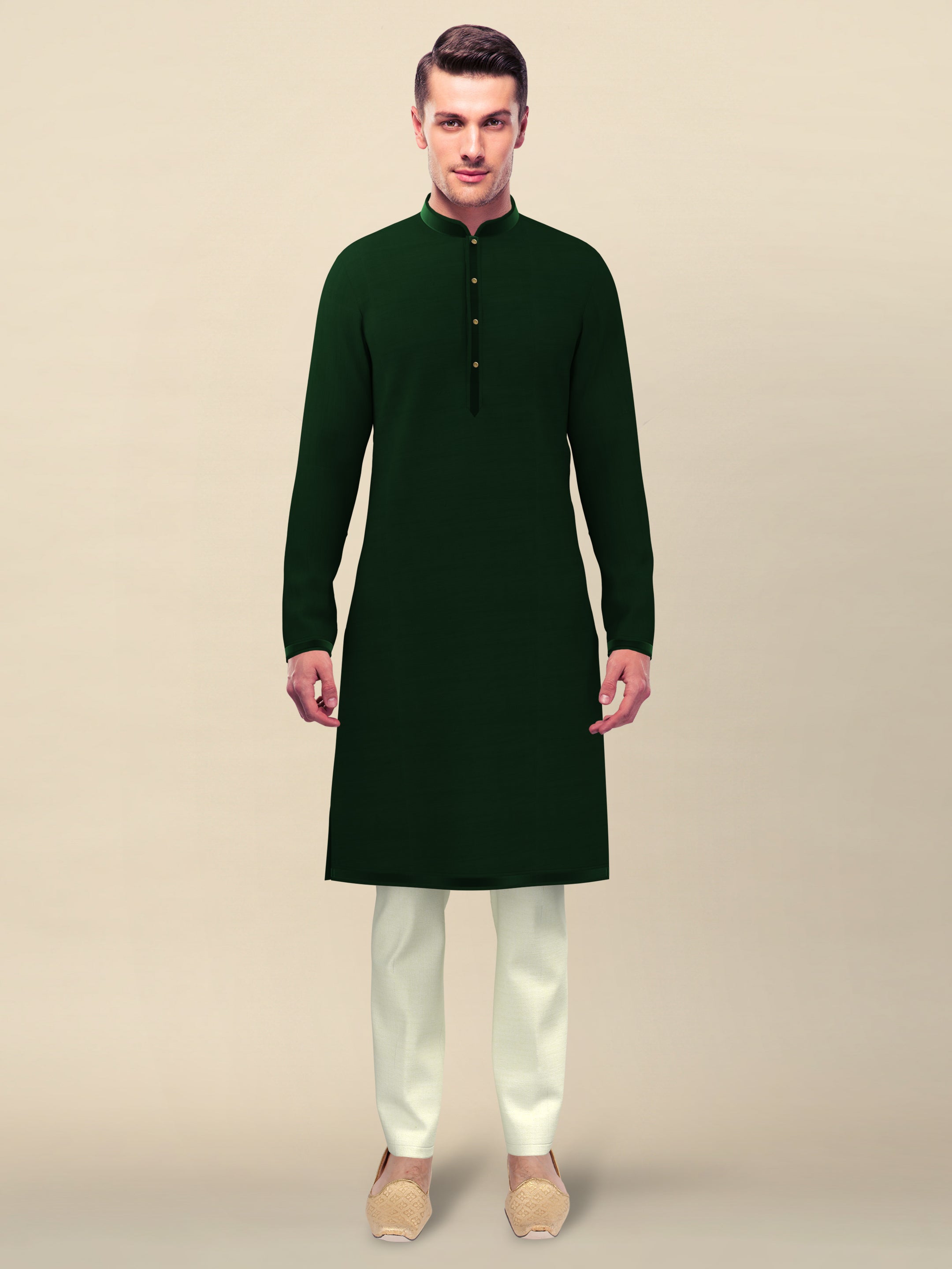 Green Velvet Embroideried Jacket With Green Kurta Set