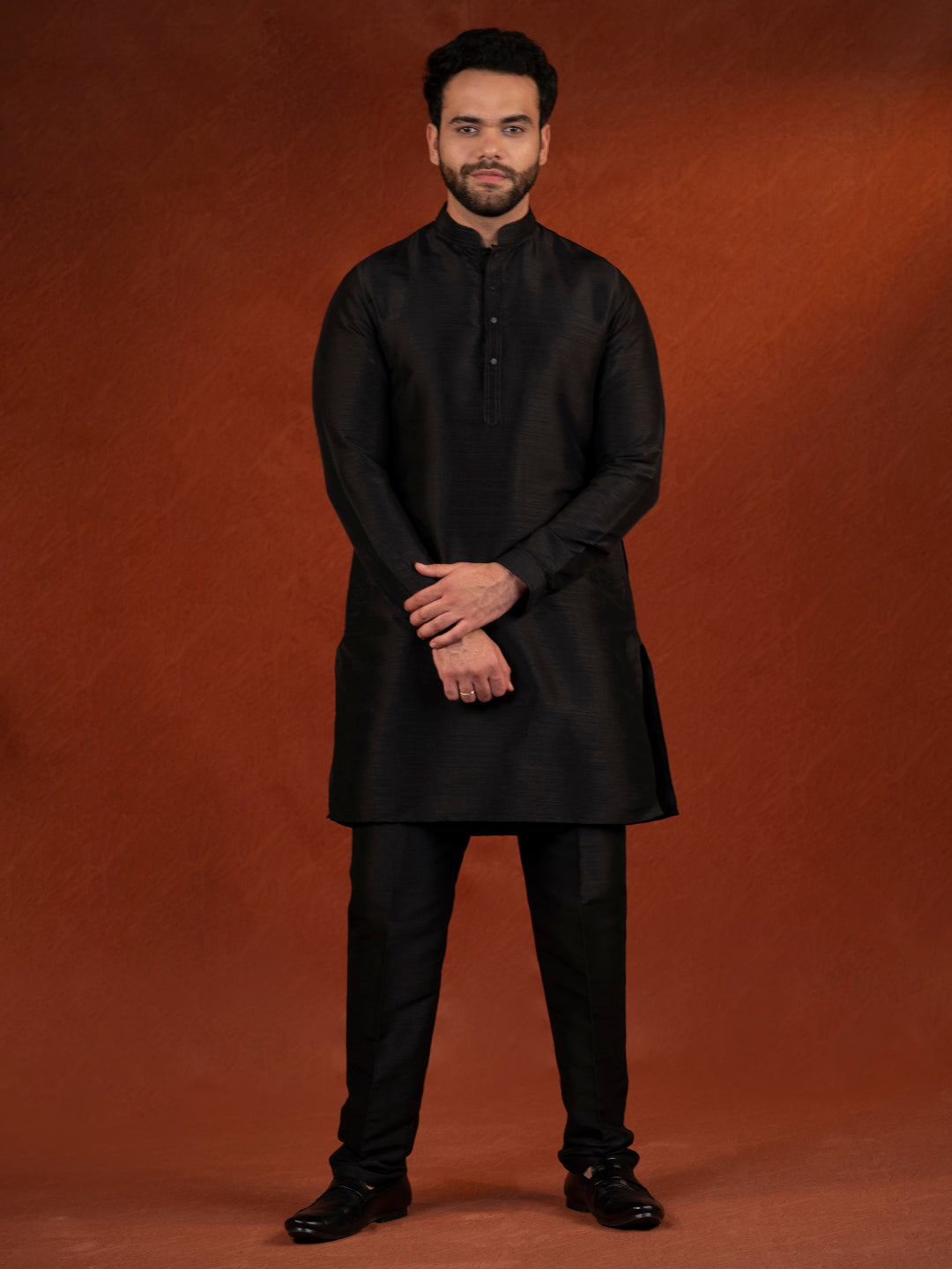 Black Mirror Embroidery Jacket Kurta set