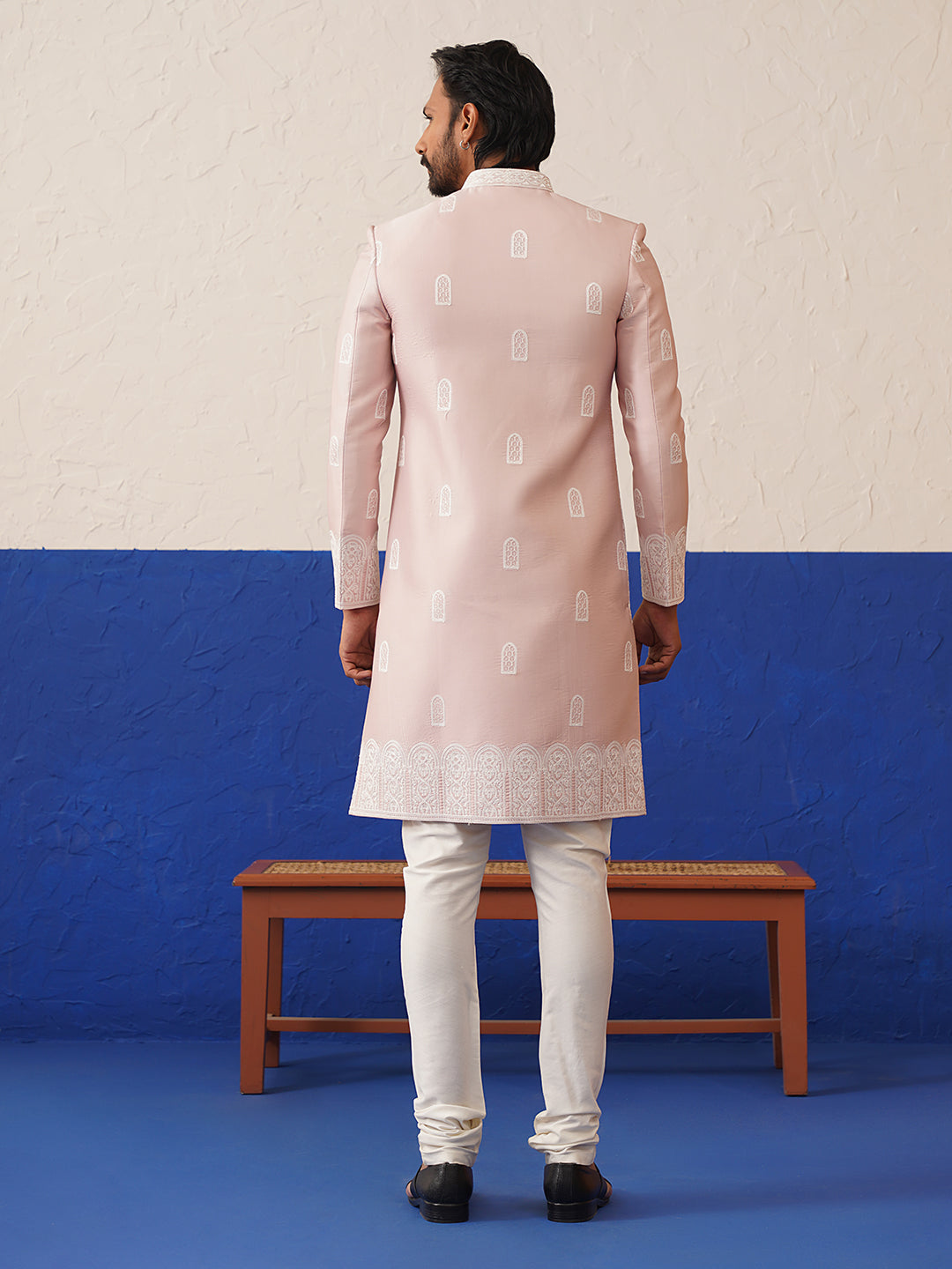 Pink heavy embroidery sherwani set