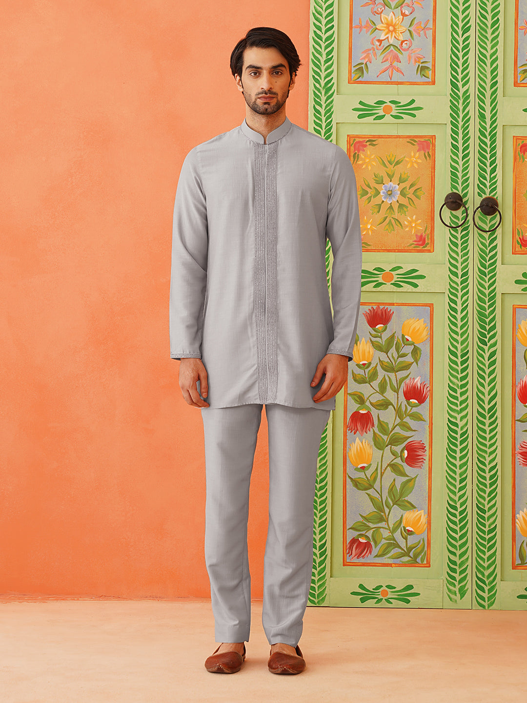 Stylish front open jacket indo set