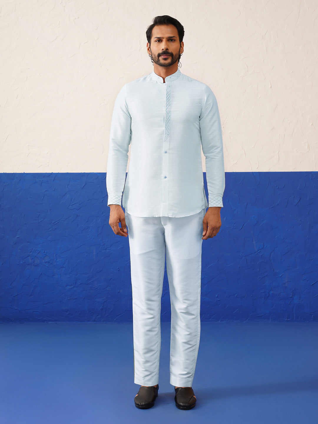 Light Blue Embroidery Indo set