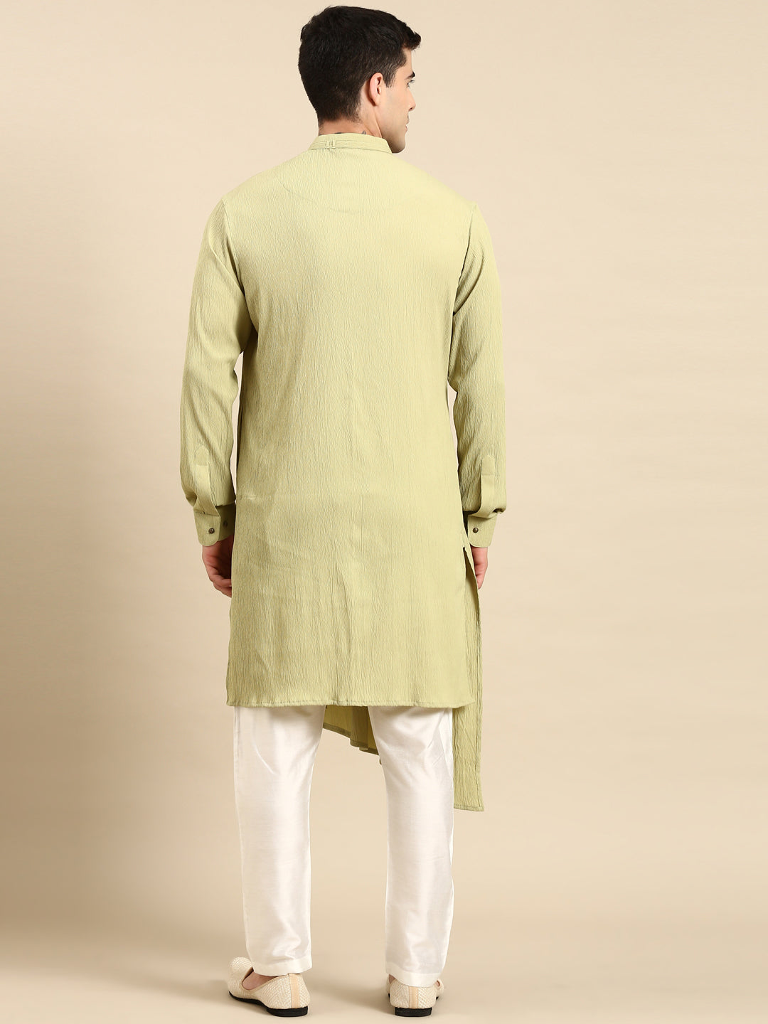 Pistachio Side Placket Asymetrical Drape Kurta Set