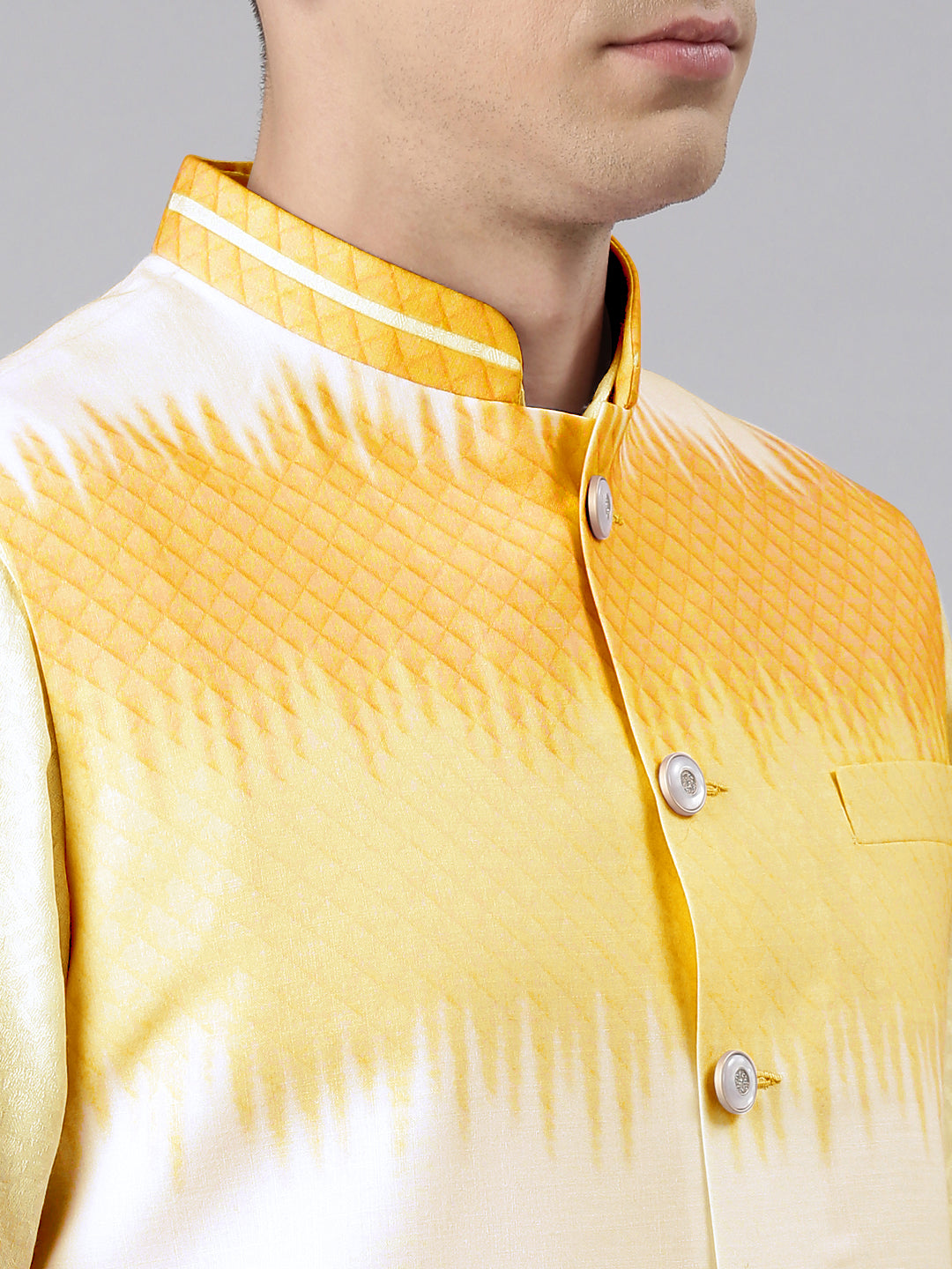 Yellow Ombre Jacket Kurta Set
