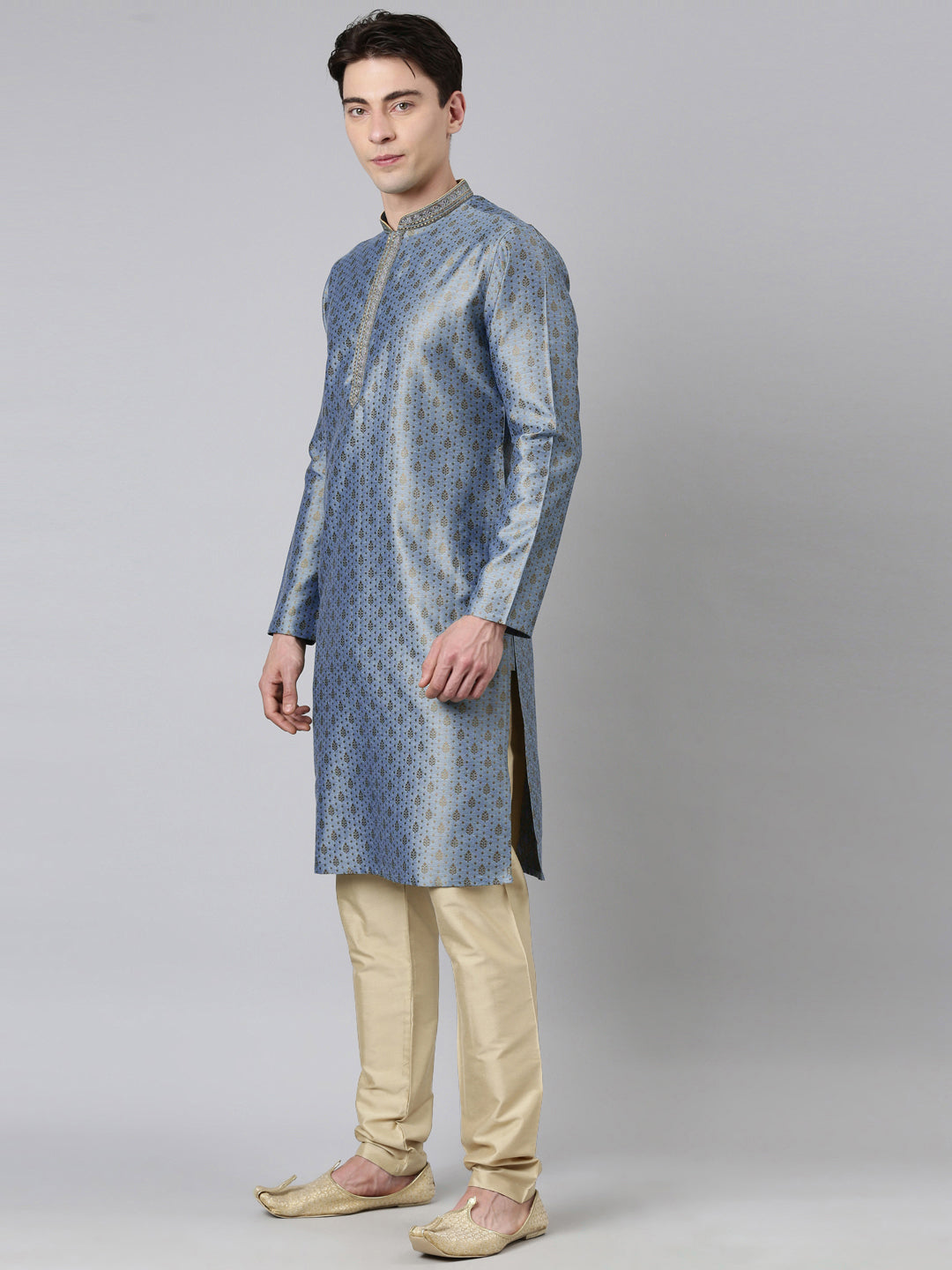 Blue Jacquard Kurta Set