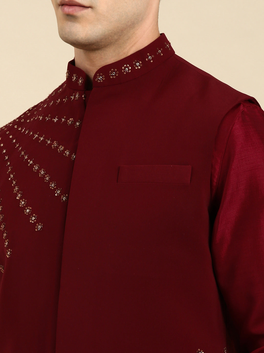 Maroon Jacket Kurta Set