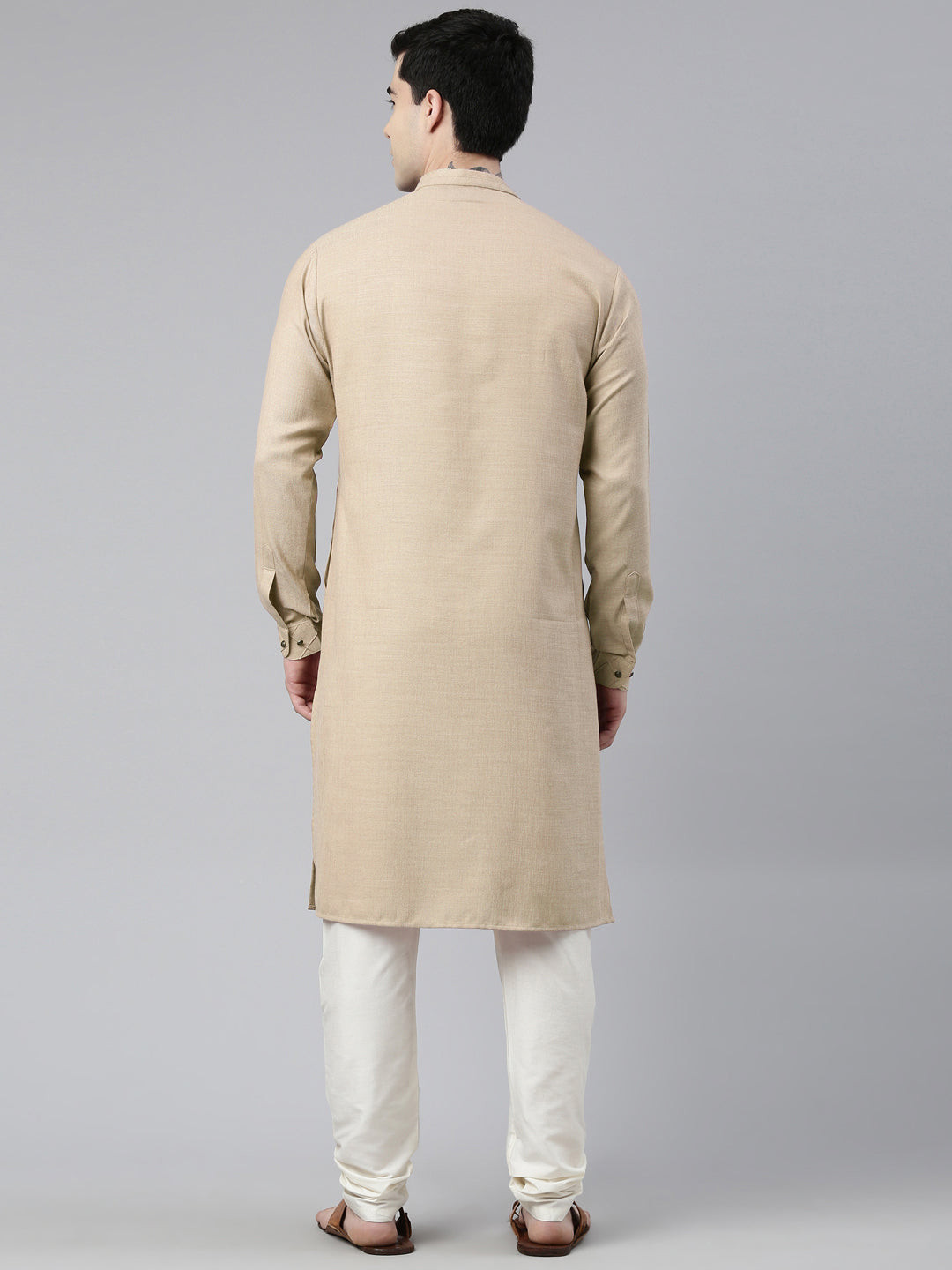 Beige Angrakha Kurta Set