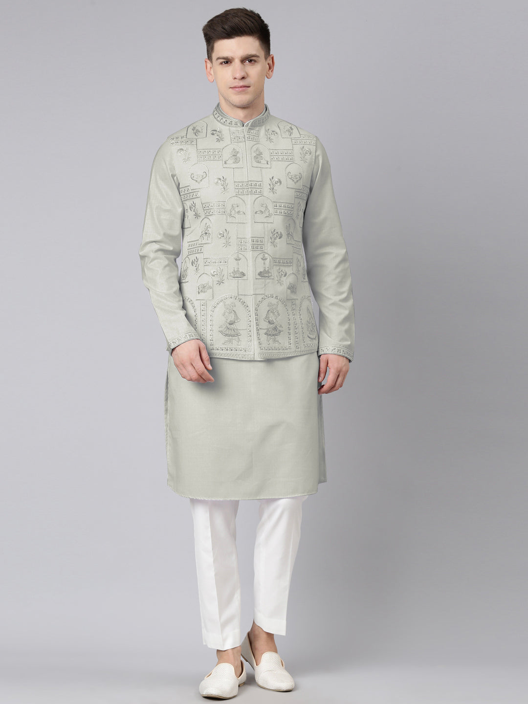 Sage Green Vivah Story Jacket  Kurta set