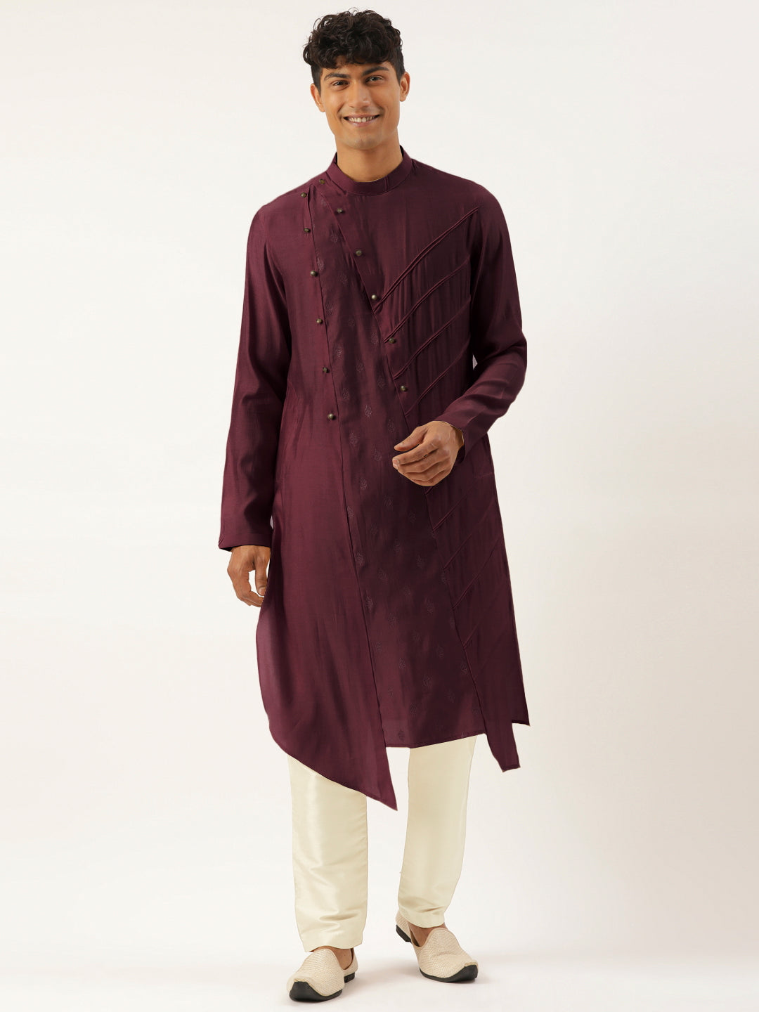 Wine Side Open Layered Kurta Set