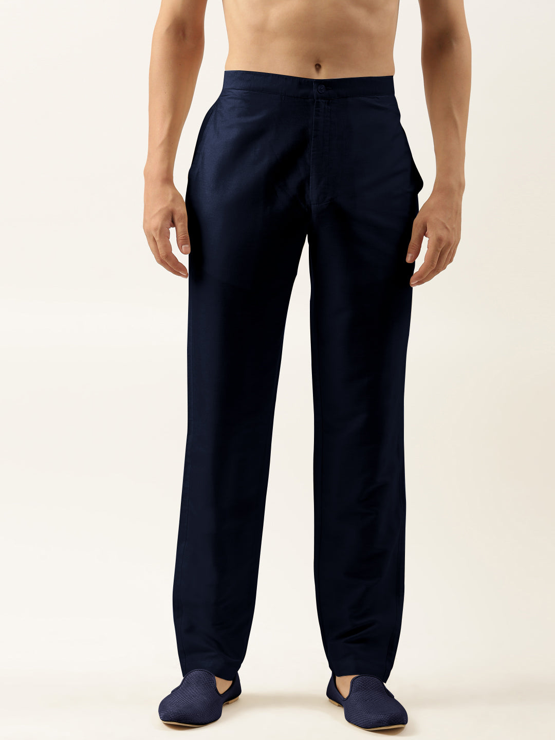 Blue Cotton Silk Pant Pajama