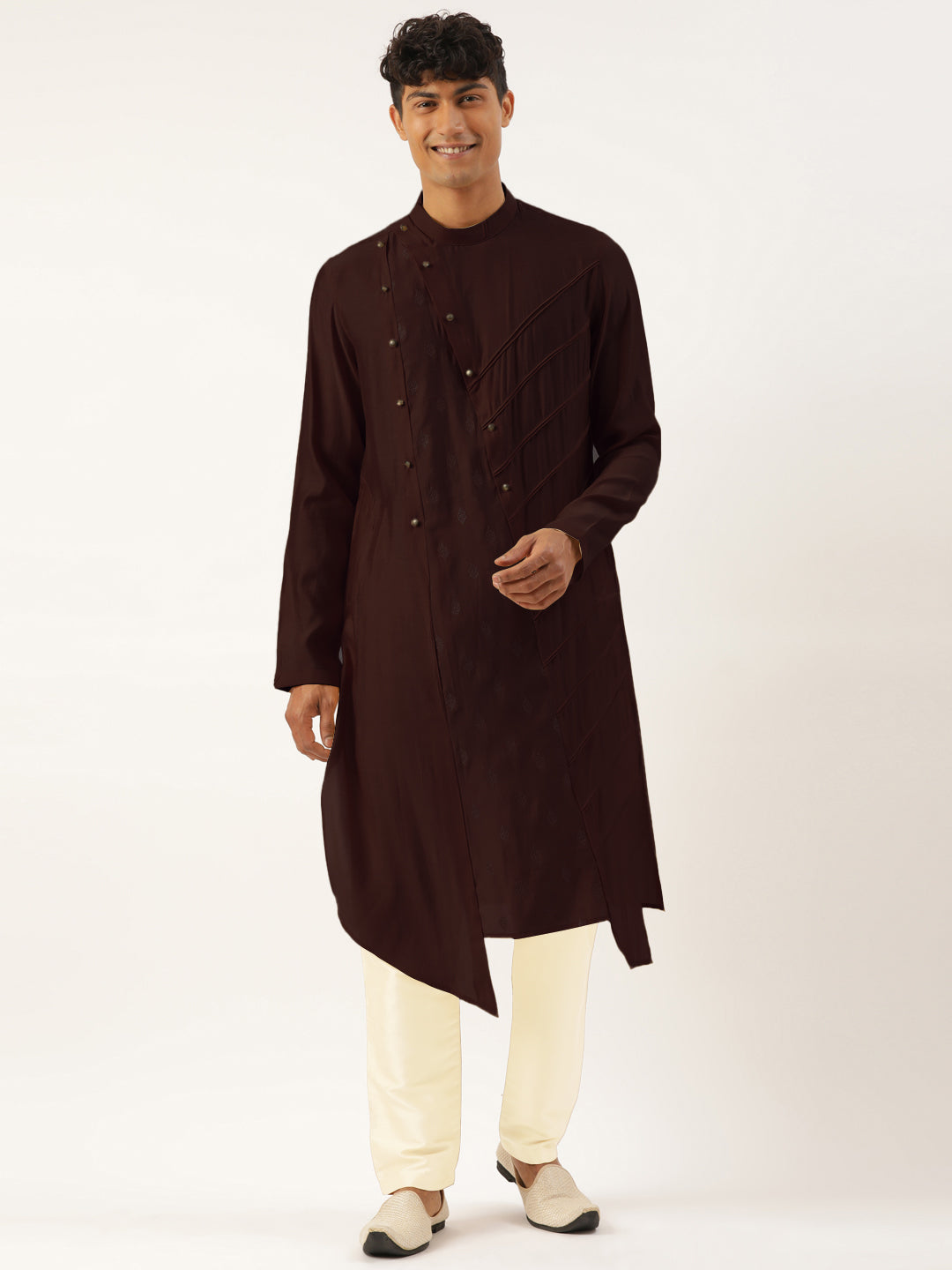 Maroon Side Open Layered Kurta Set