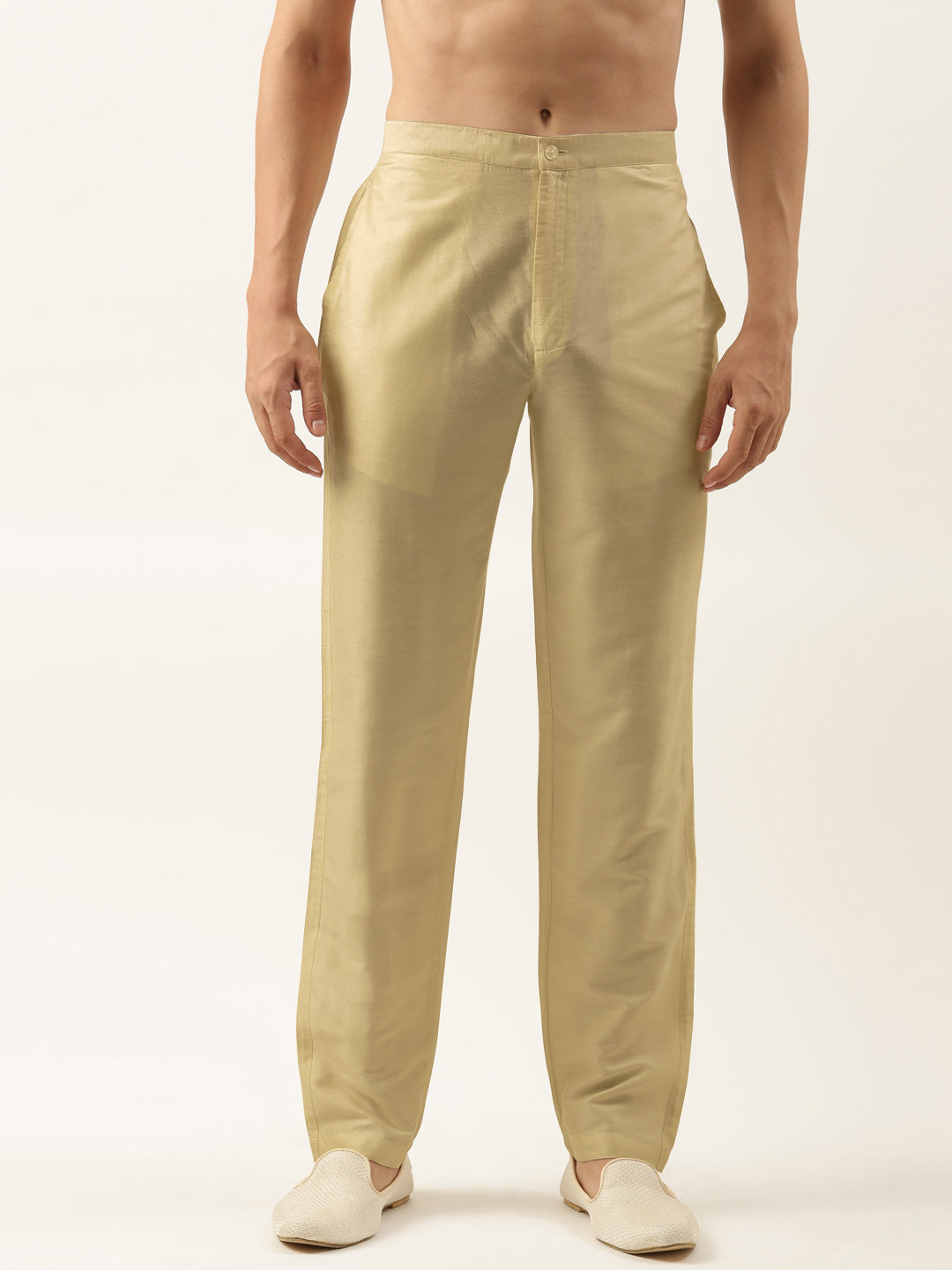 Gold Cotton Silk Pant Pajama