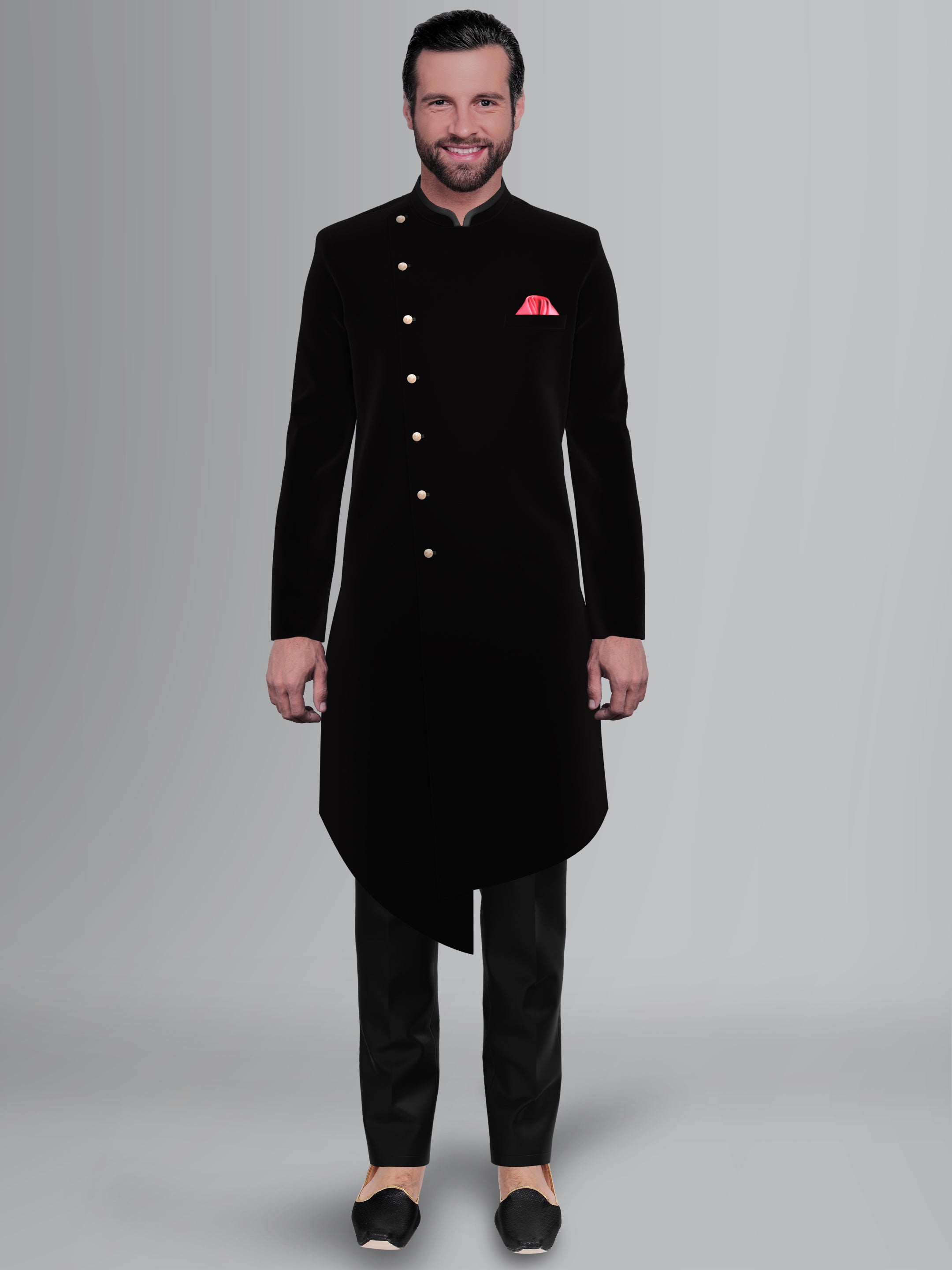 Beaded Navy Blue Embroidered Fish Cut Indo Western Men Suit at Rs 2795, Mens  Suits in Jalandhar