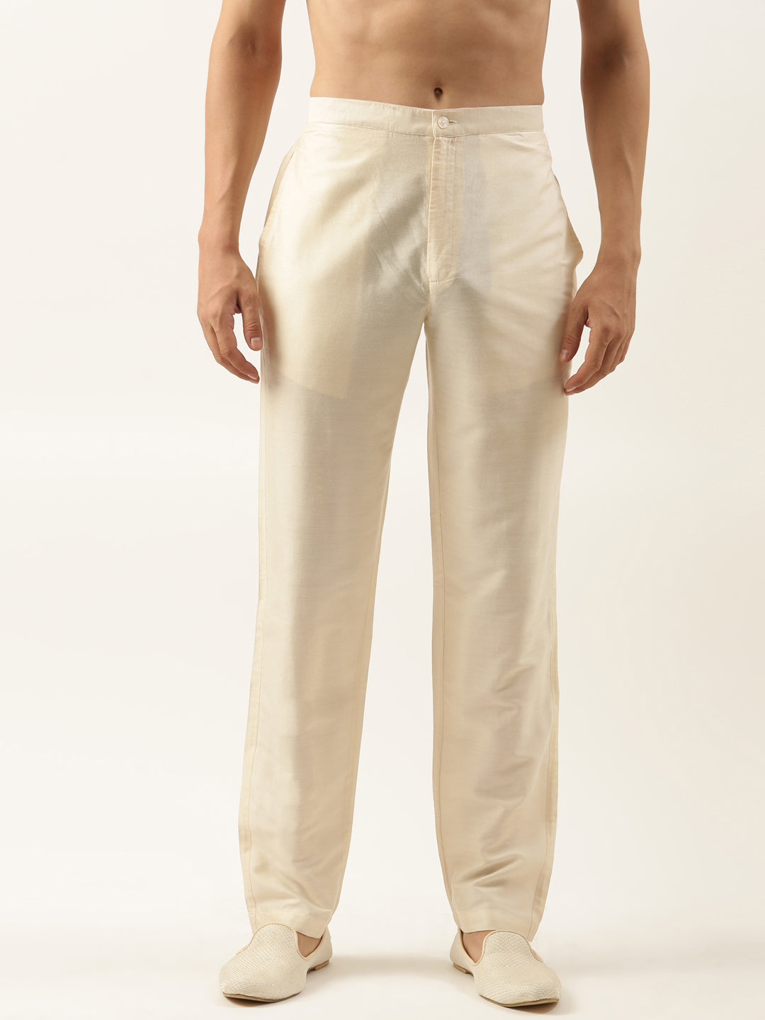 Light Beige Cotton Silk Pant Pajama