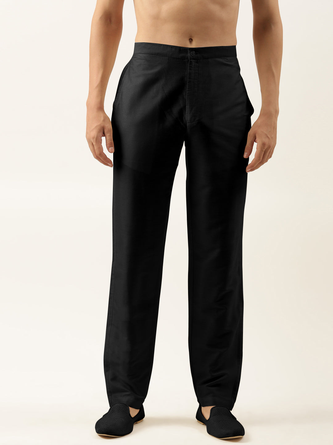 Black Cotton Silk Pant Pajama