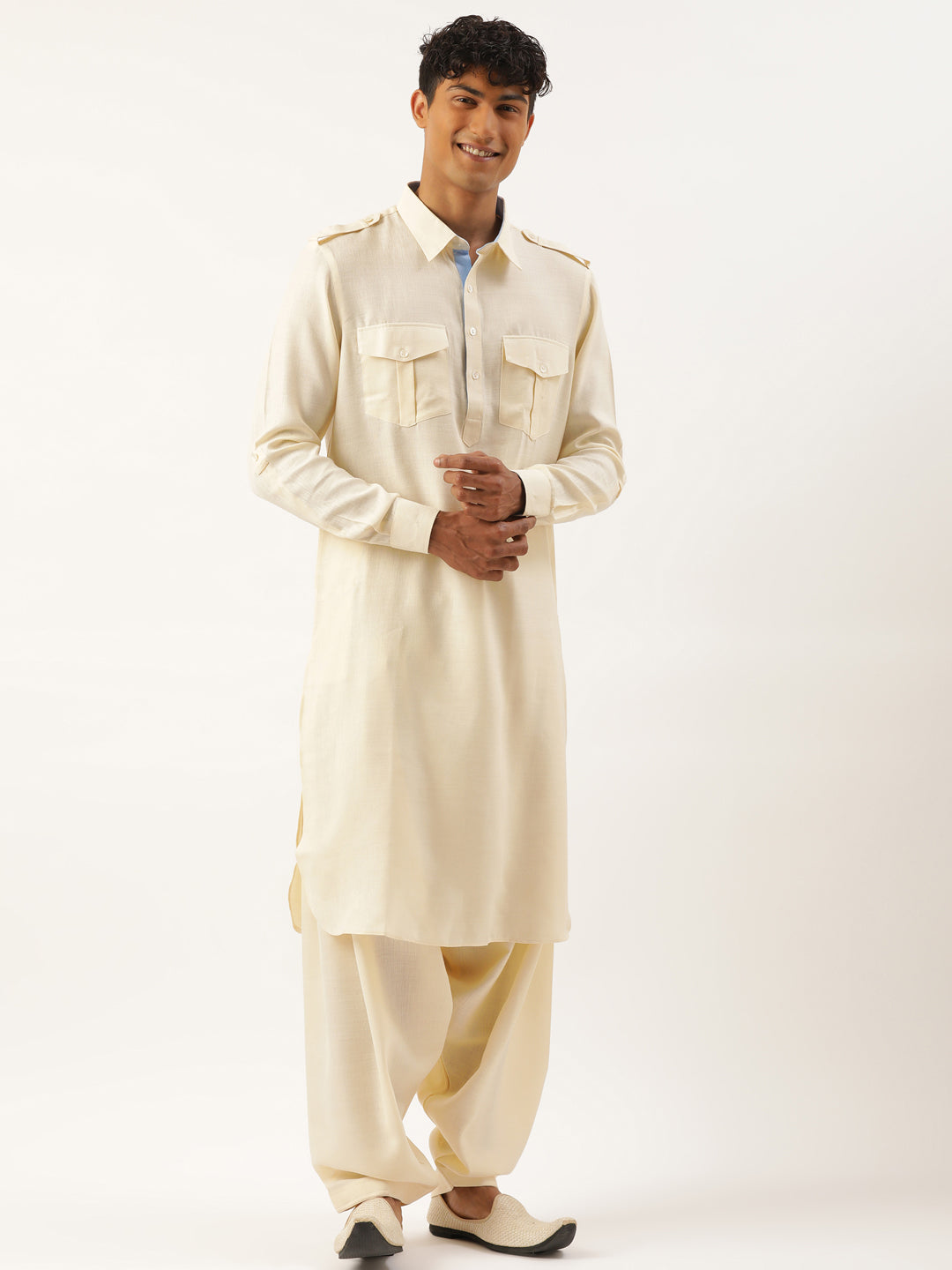 Cream Classic Premium Pathani Kurta Set