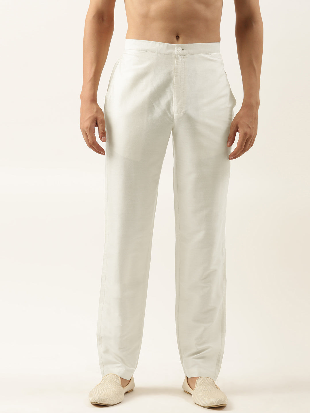 Off White Cotton Silk Pant Pajama