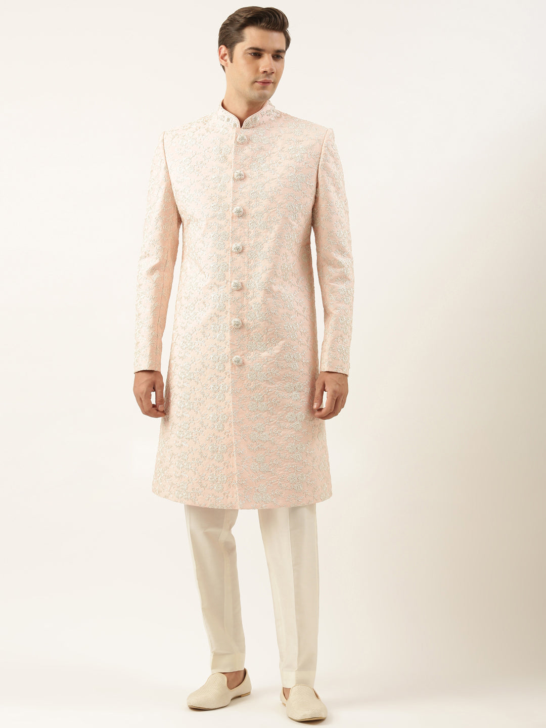 Pink embroidered indowestern