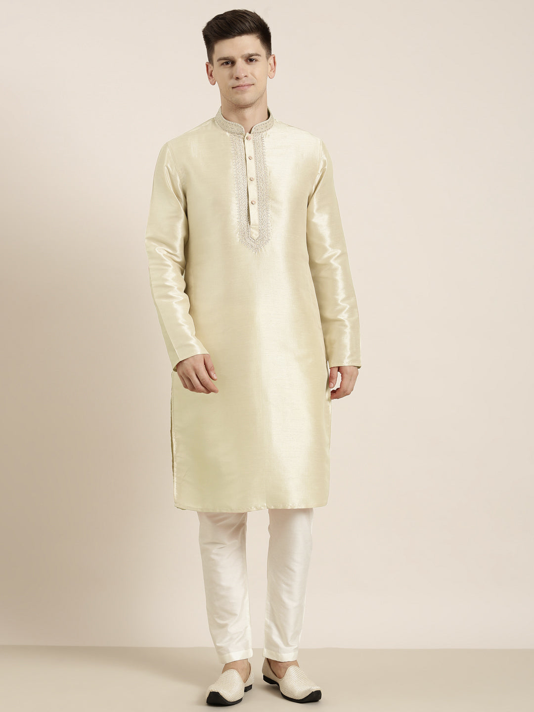 Light beige Embroidered Kurta Set