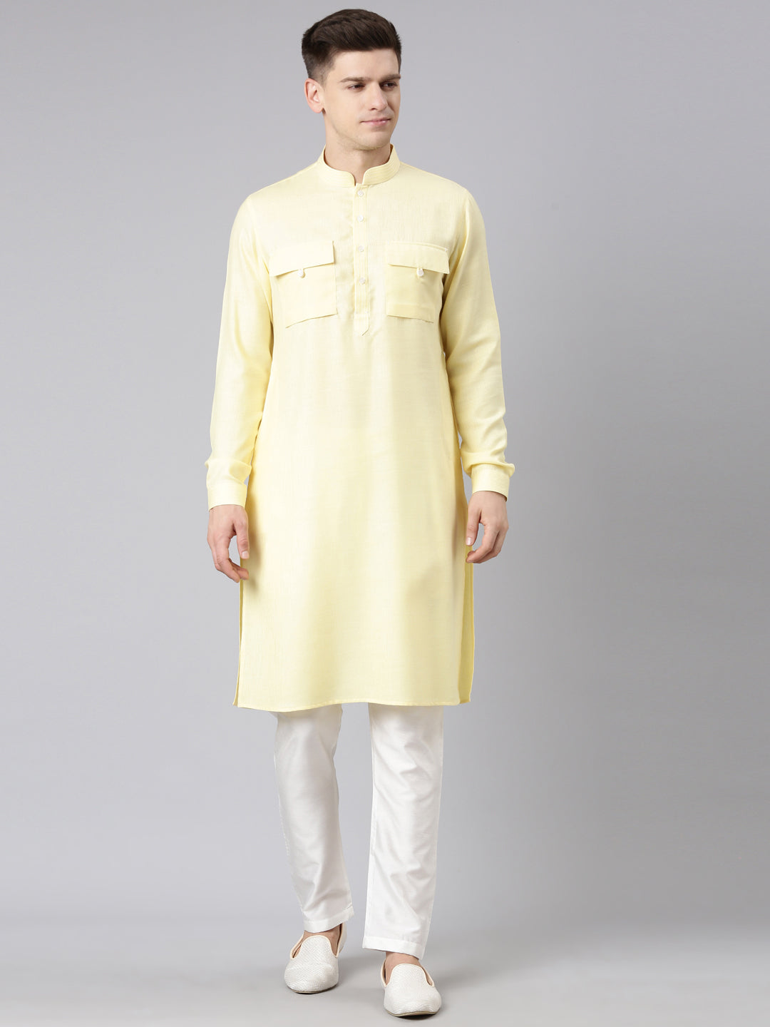 Yellow Pathani Kurta Set