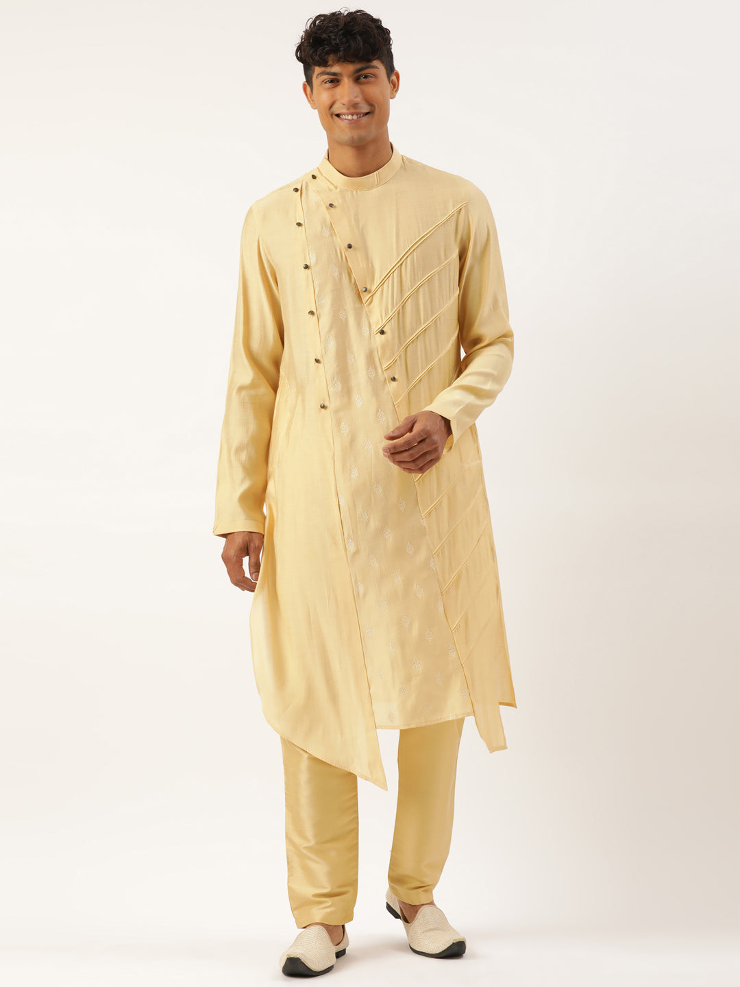 Gold Side Open Layered Kurta Set