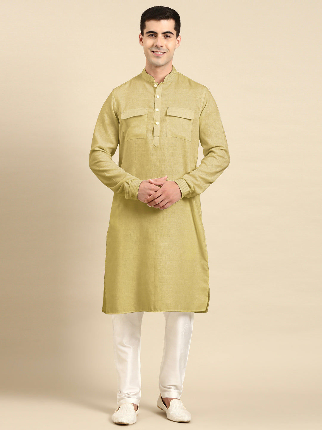 Greenish Beige Pathani Kurta Set