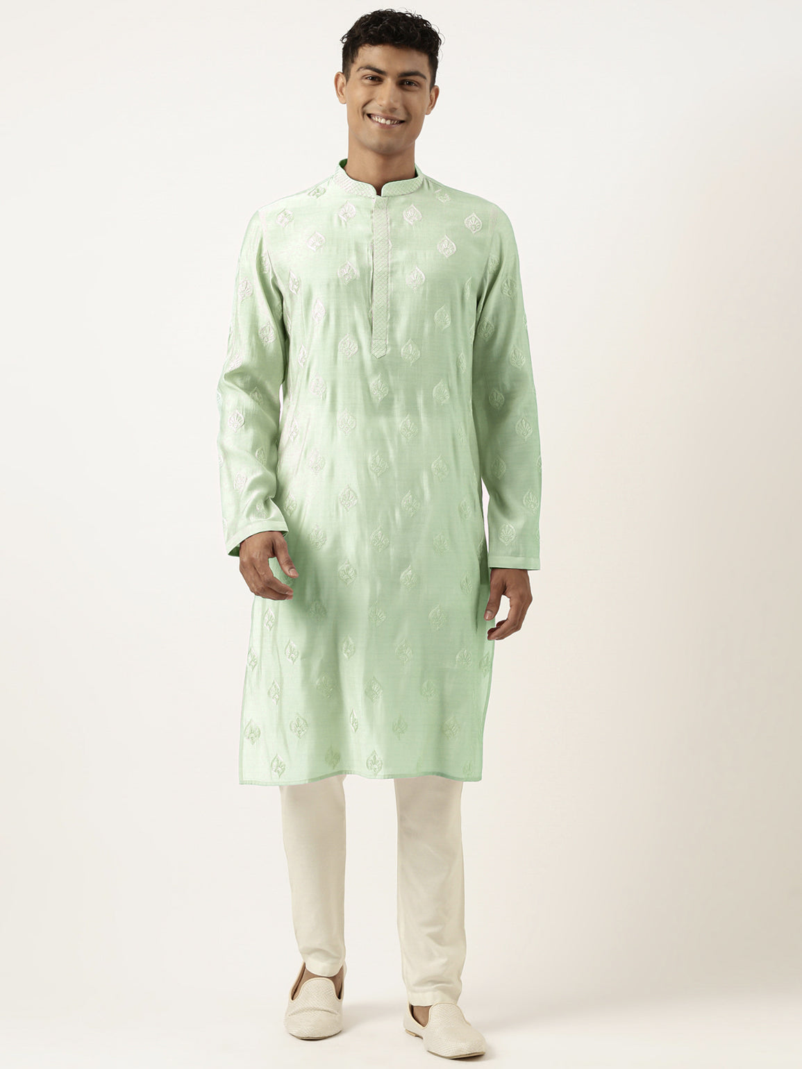 Light Green Embroidered Kurta Set