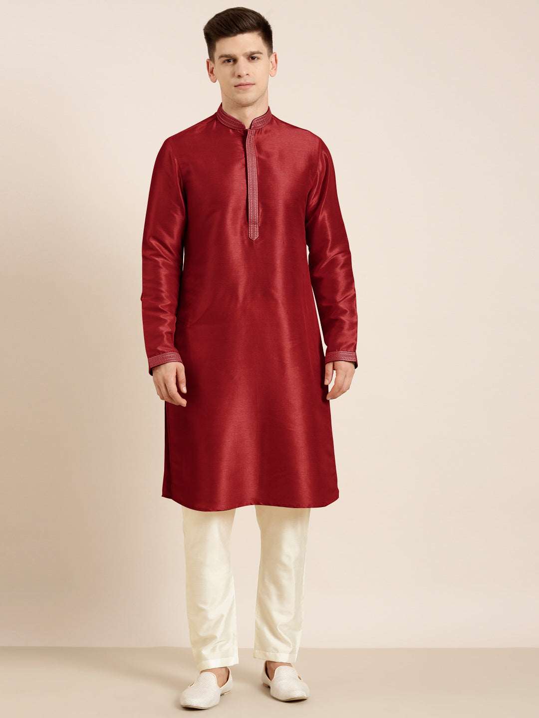 Maroon Embroidered Kurta Set