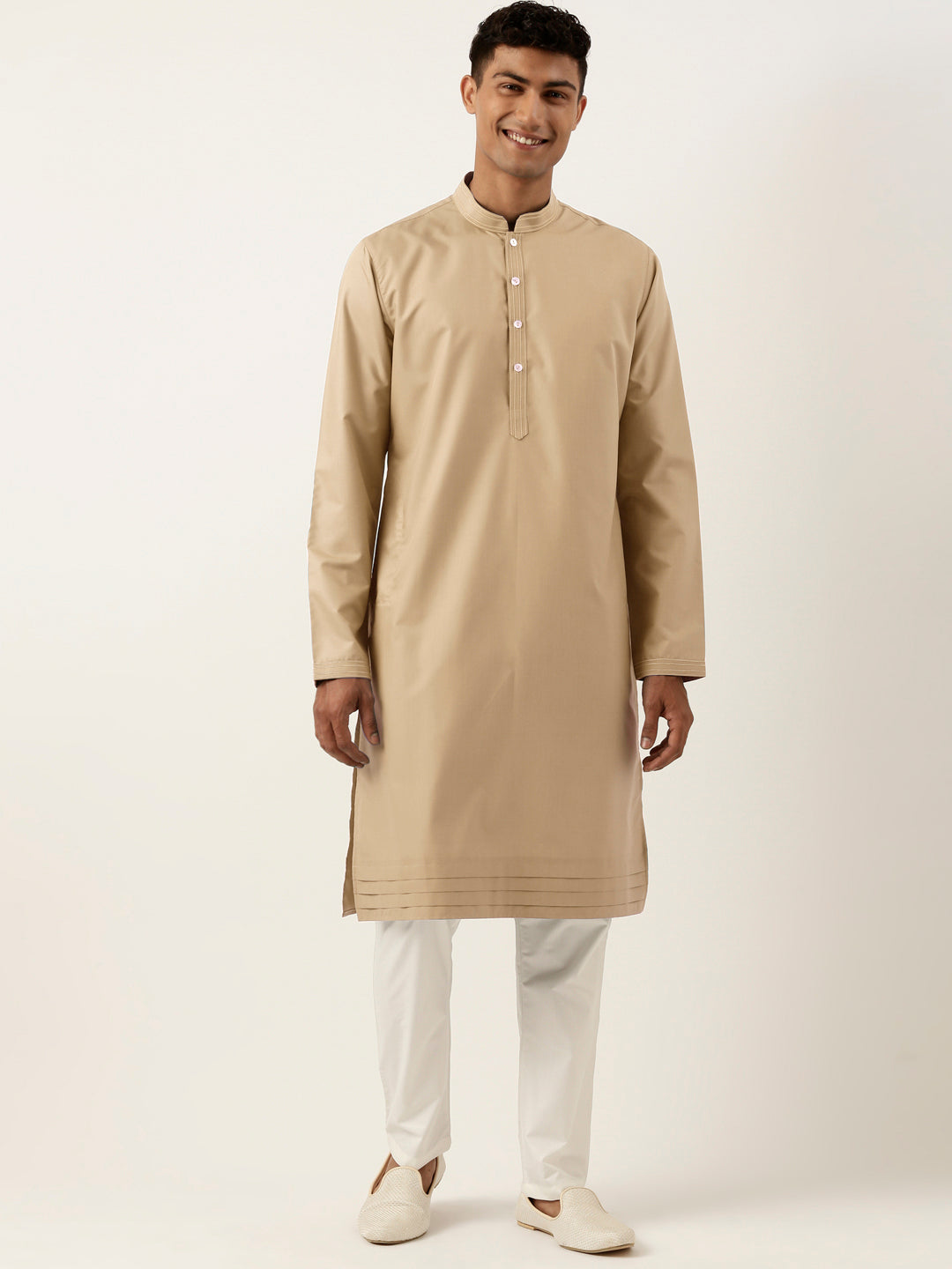 Beige Cotton Kurta Set