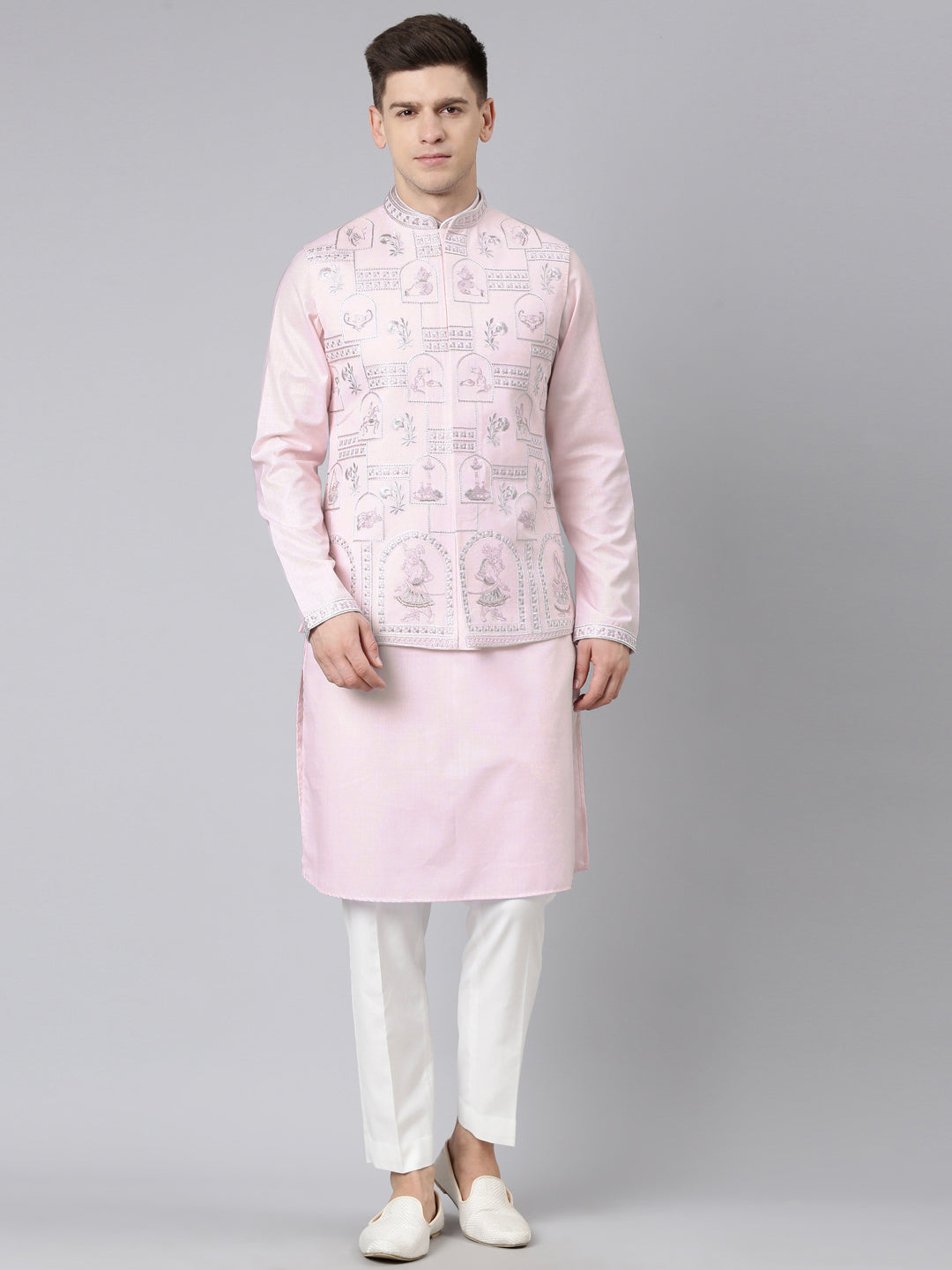 Light Pink Vivah Story Jacket  Kurta set