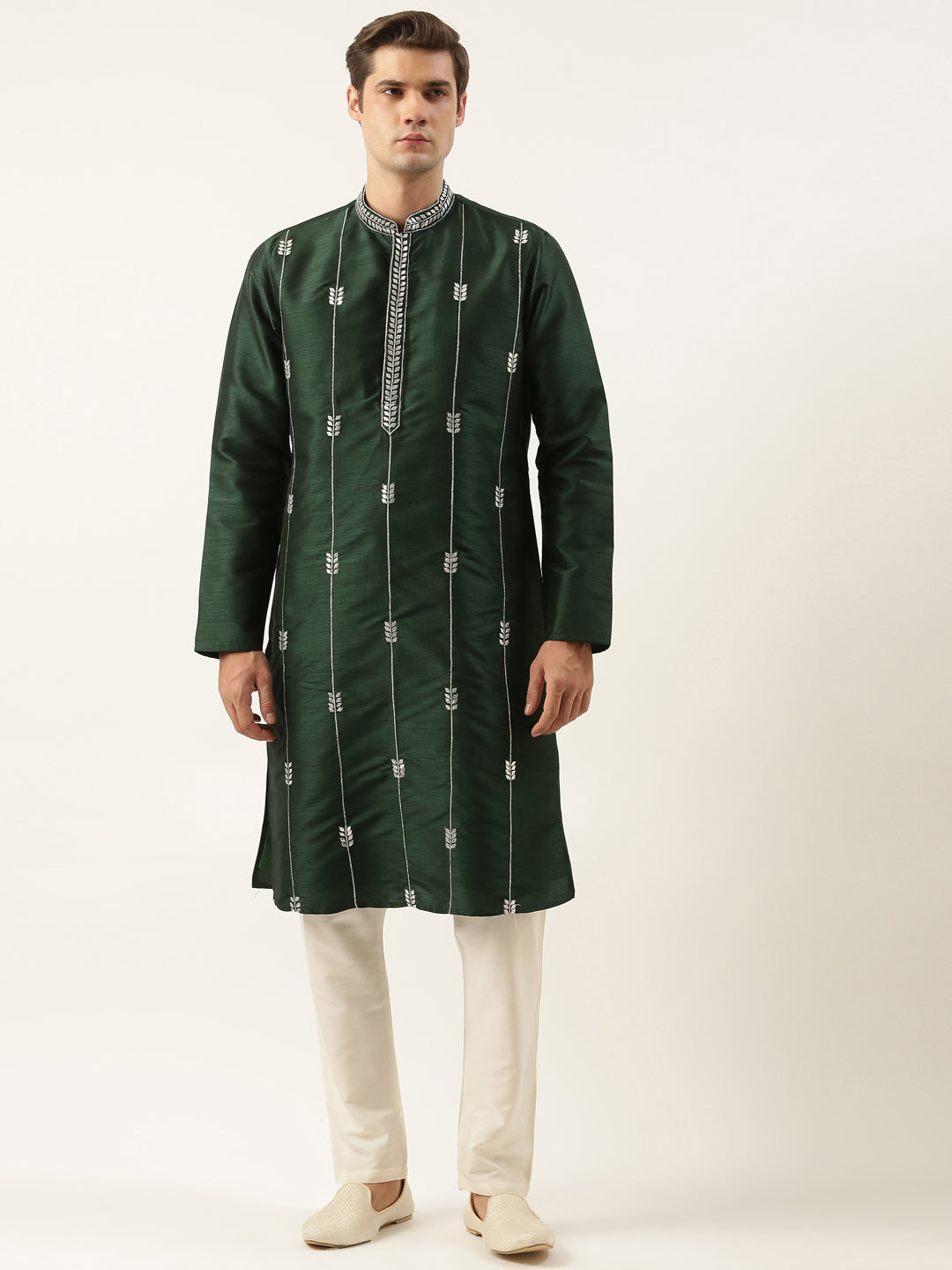 Green silk Gota Embroidered Kurta Set