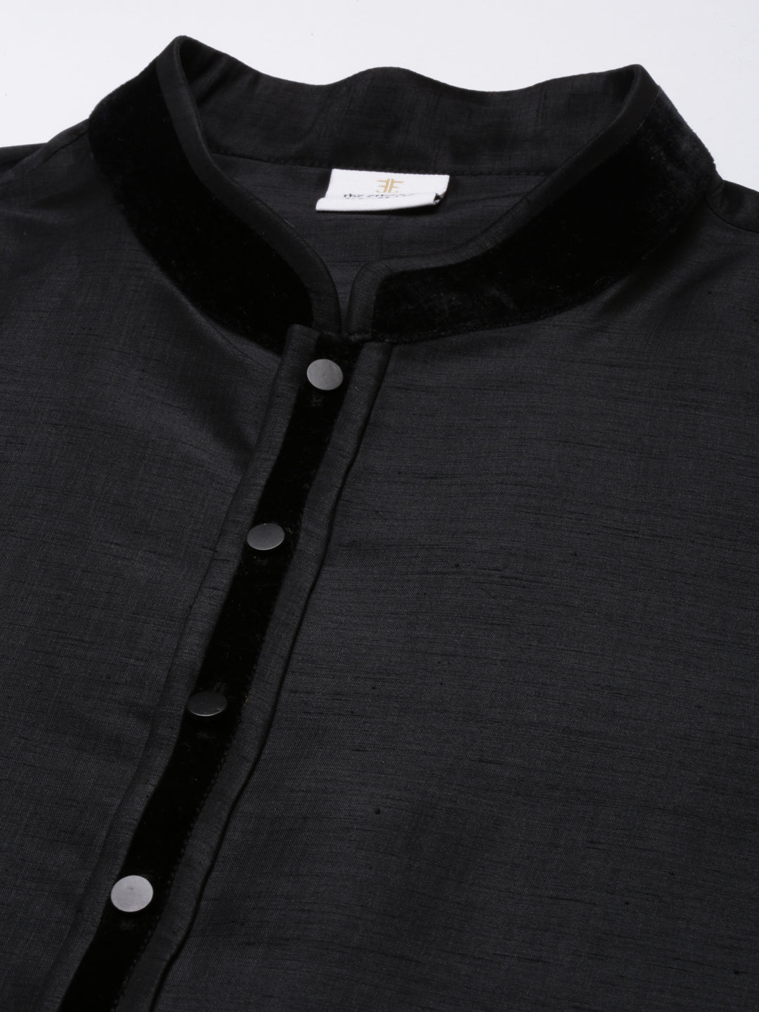 Black Velvet Quilted Jacket Kurta Set