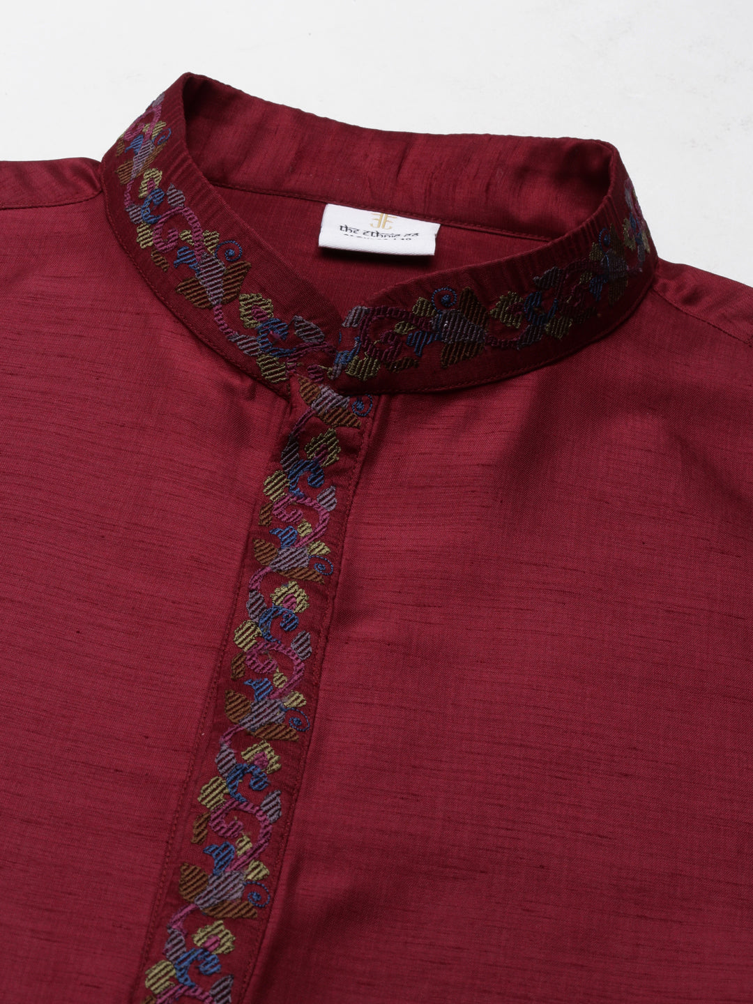 Navy Pashmina Embroidered Jacket With Maroon Kurta set