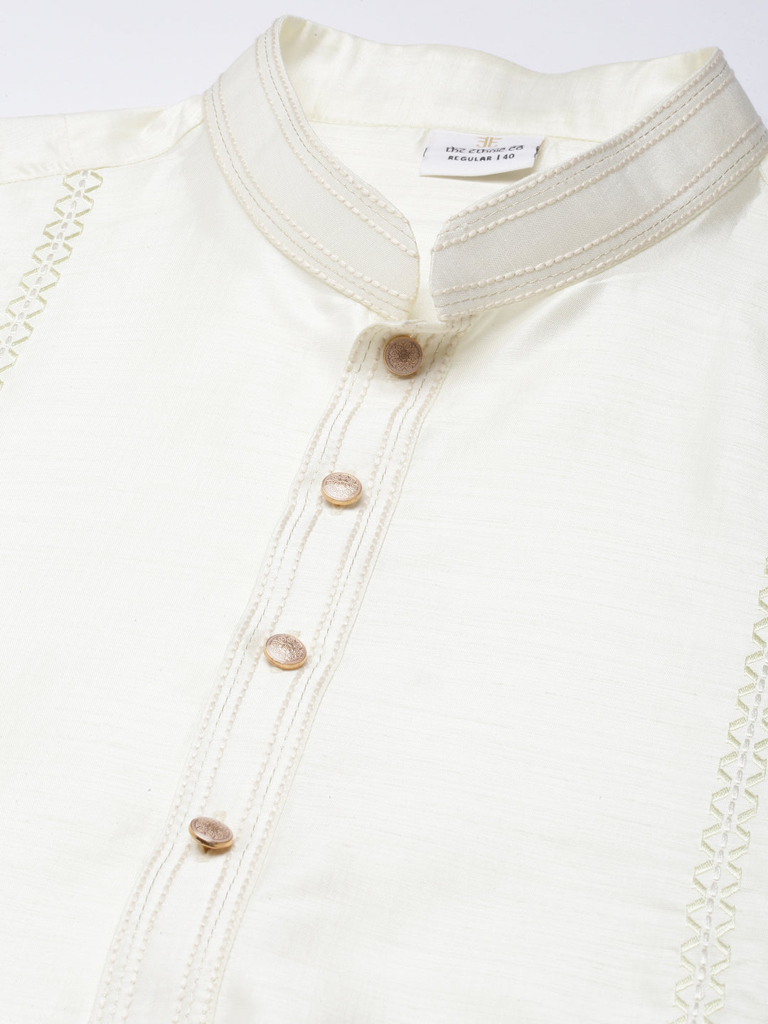 Cream  Embroiderd Layered Long Jacket Kurta Set