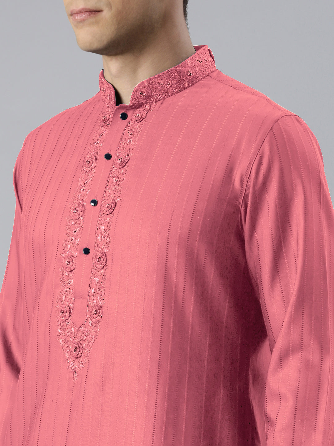 Onion Pink Embroidered kurta Set