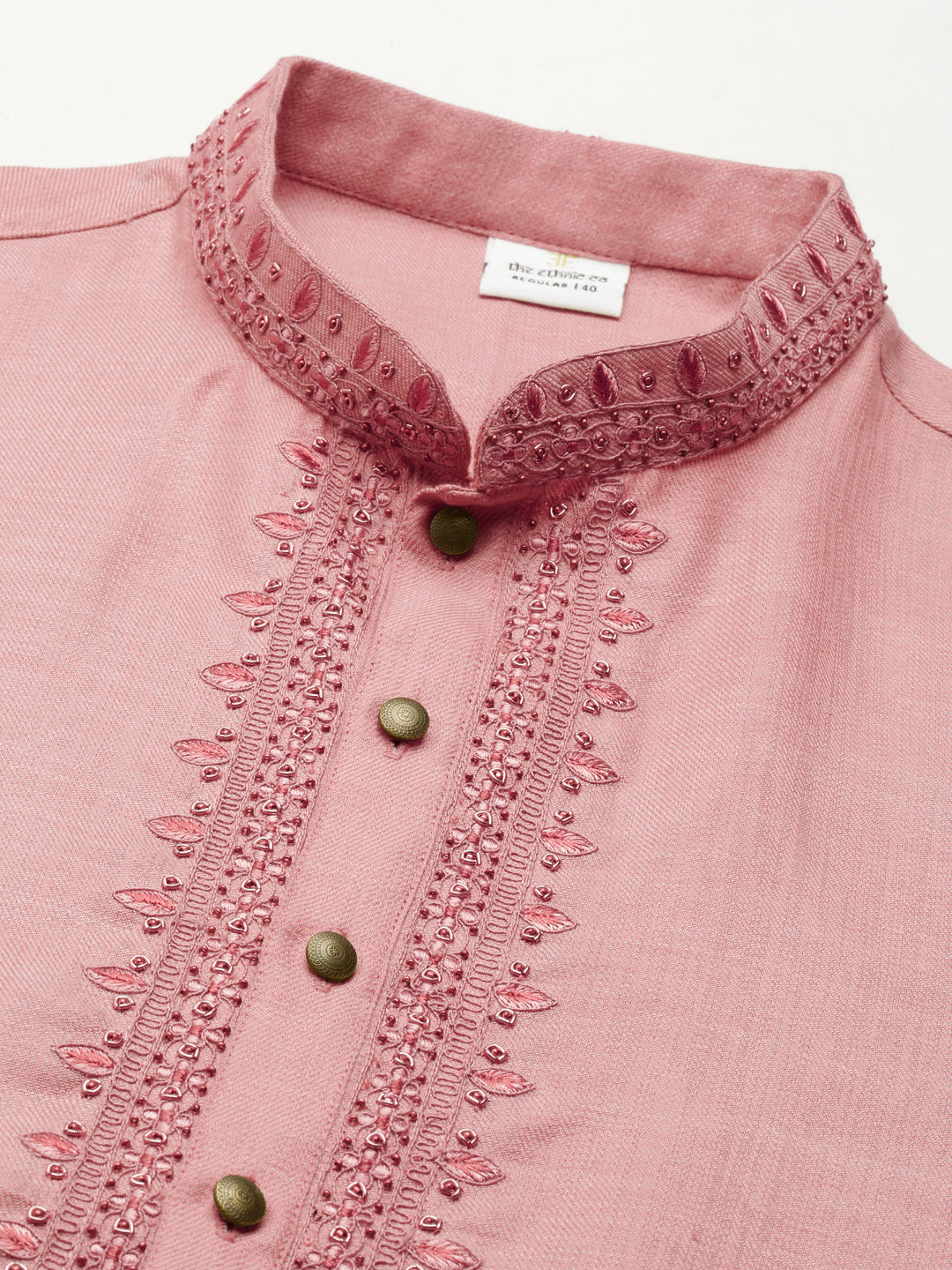 Old Rose cotton Dori Embroidered Kurta