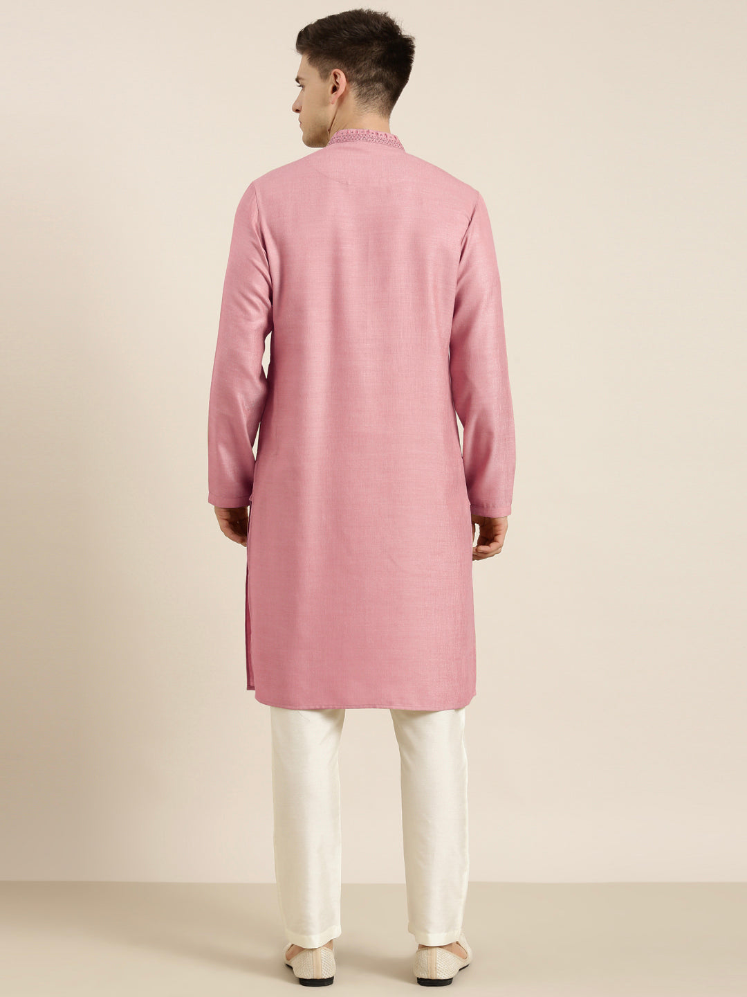 Old Rose cotton Dori Embroidered Kurta