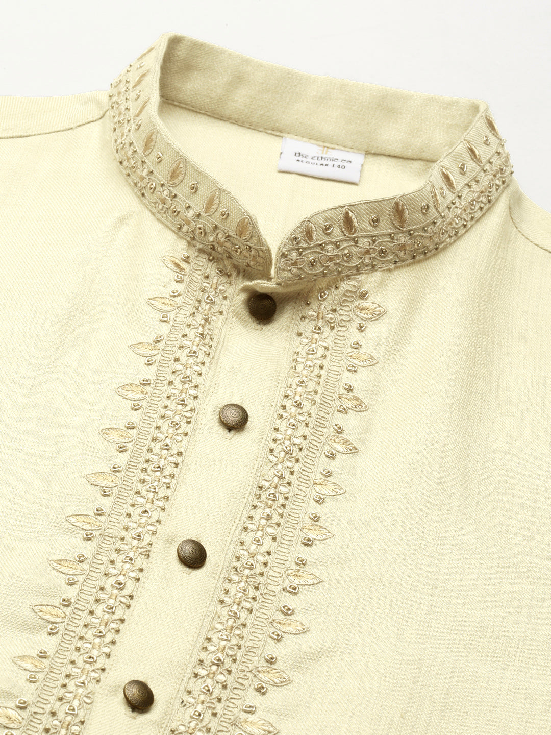 Cream cotton Dori Embroidered Kurta